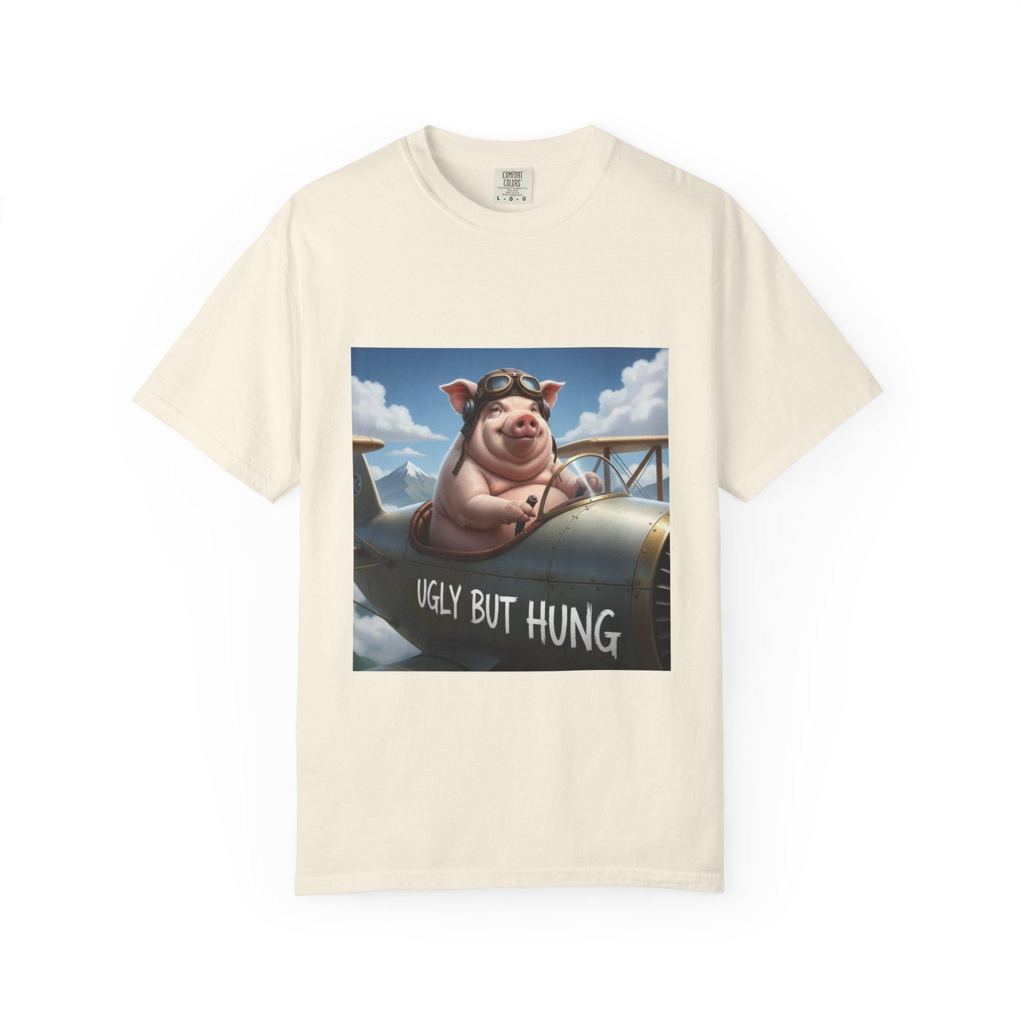 Pig Pilot illustration T-Shirt | 'Ugly But Hung' airplane design