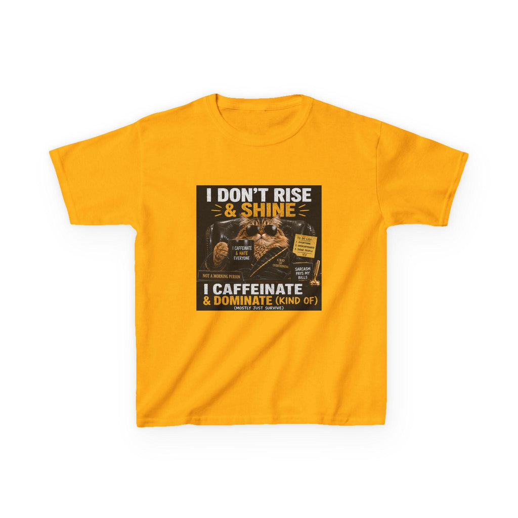 I Don't Rise & Shine I Caffeinate Kids Tee | Coffee Kid Shirt