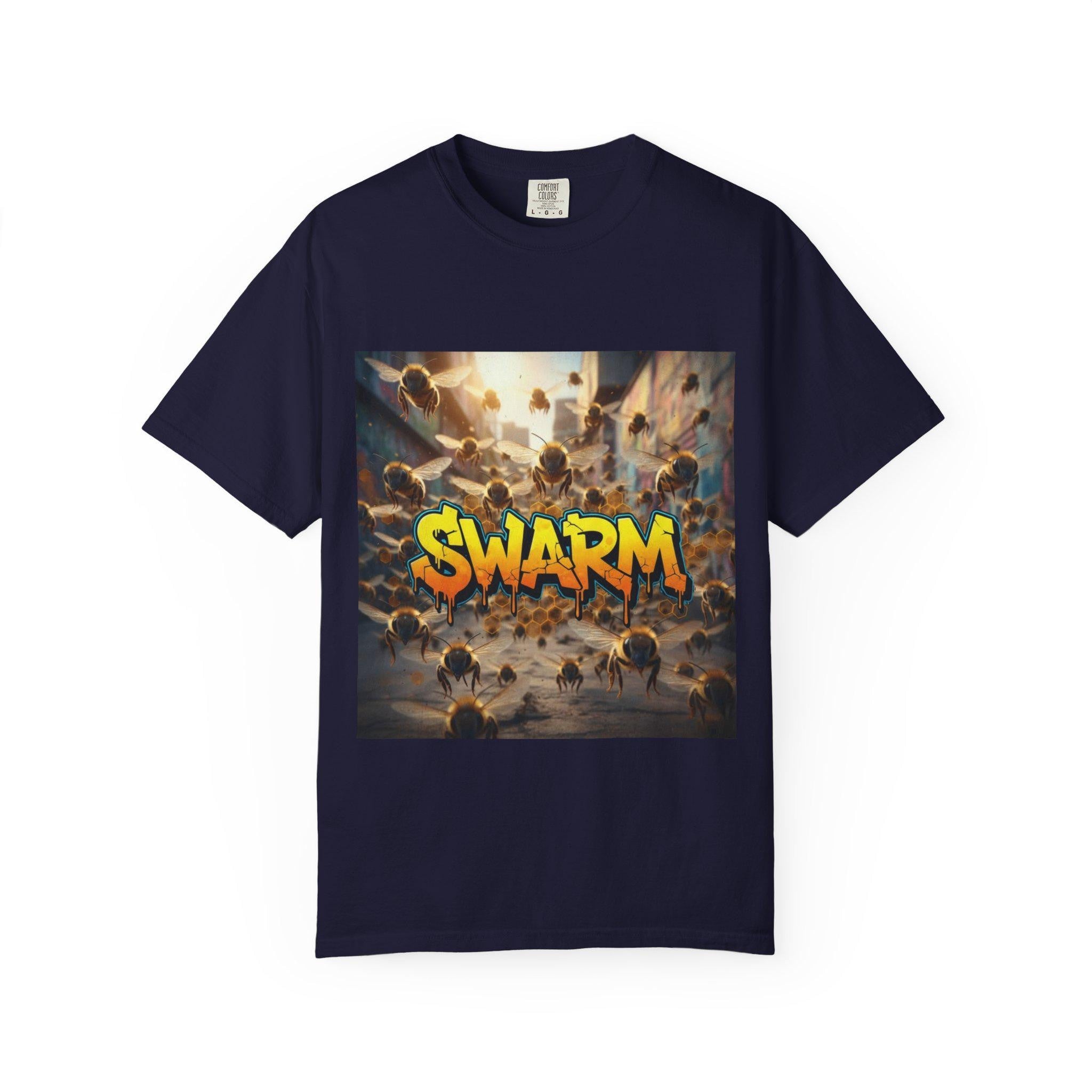 Swarm graphic T-shirt | swarm bees illustration, street art text