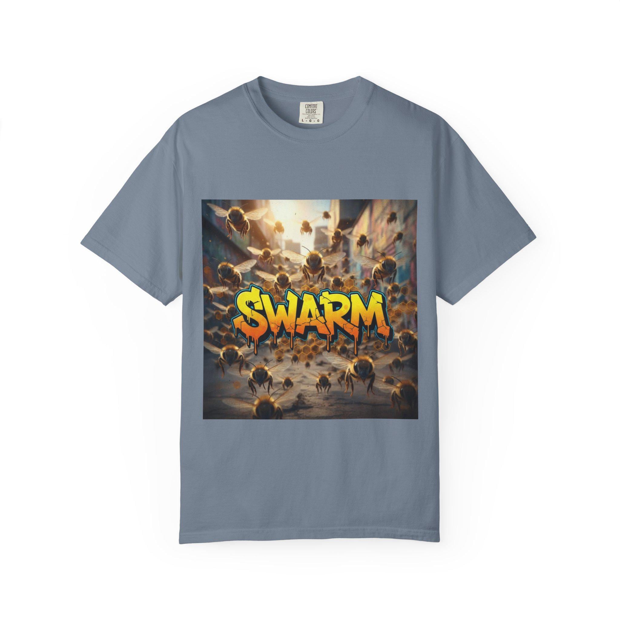 Swarm graphic T-shirt | swarm bees illustration, street art text