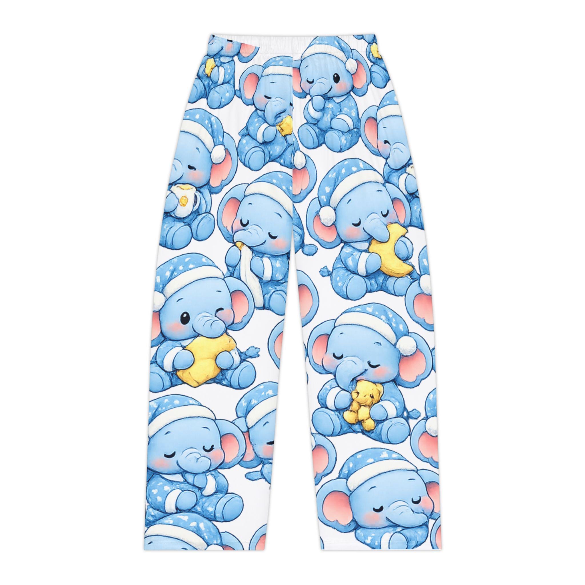 Blue Sleeping Elephant Pajama Pants | Dreamy Baby Elephants All-Over Print