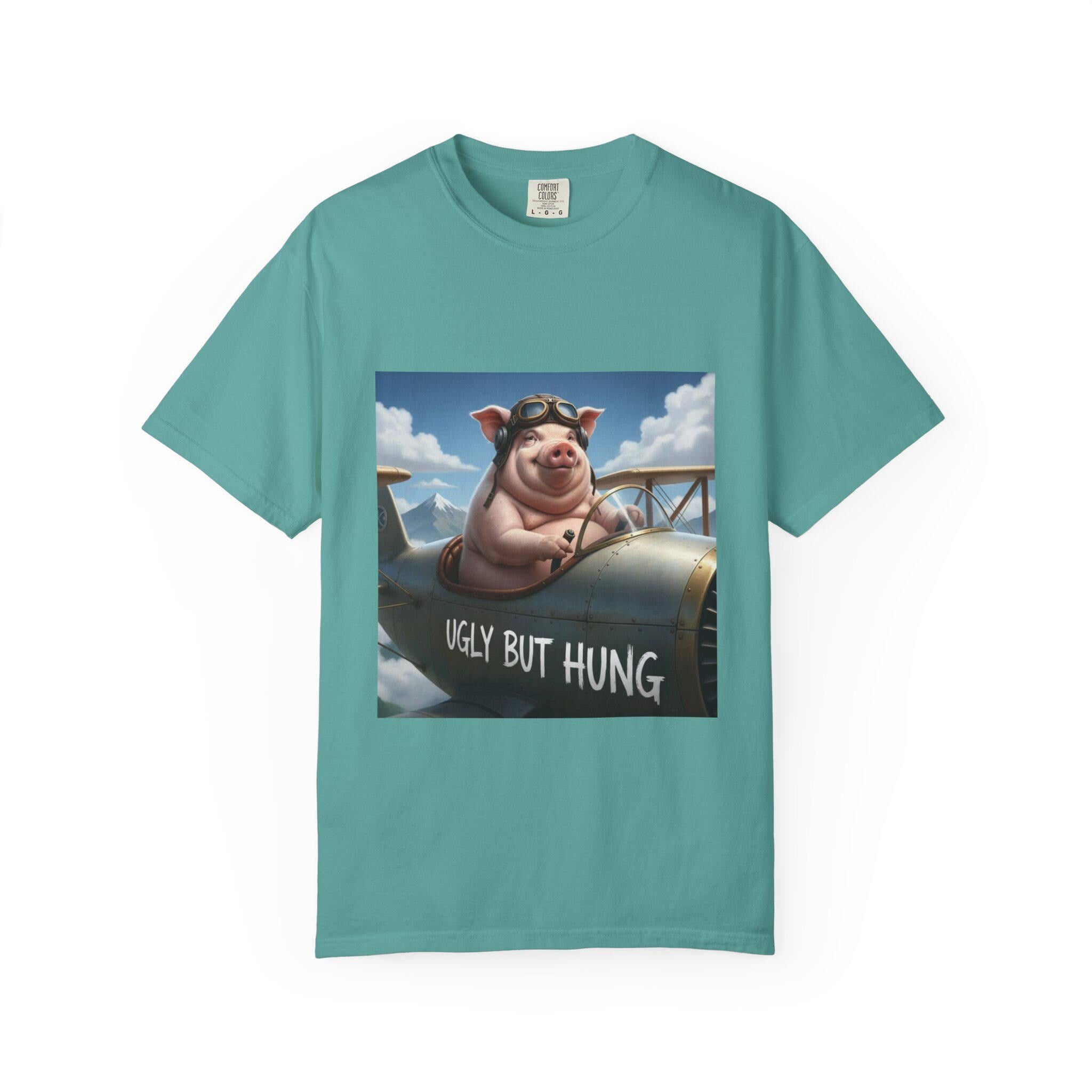Pig Pilot illustration T-Shirt | 'Ugly But Hung' airplane design