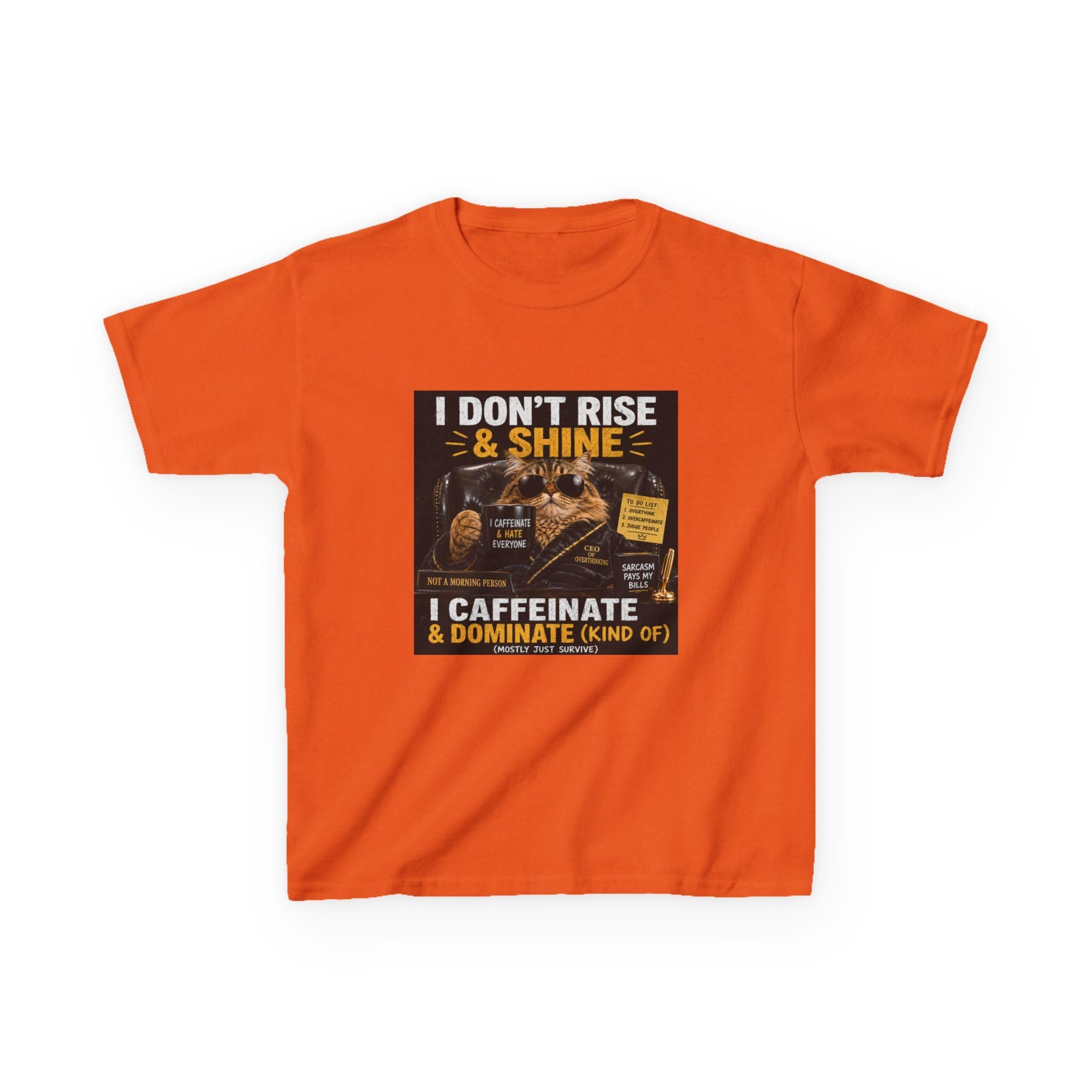I Don't Rise & Shine I Caffeinate Kids Tee | Coffee Kid Shirt