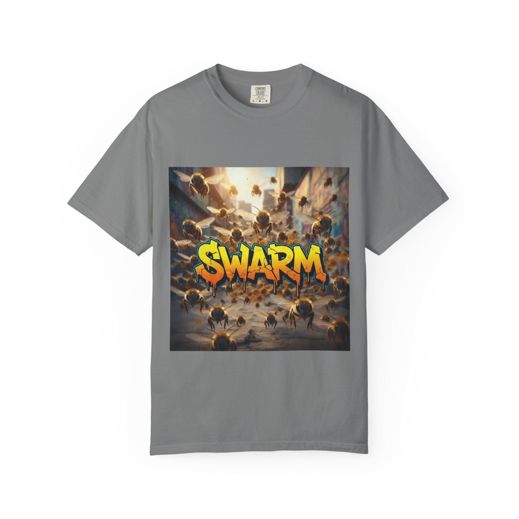Swarm graphic T-shirt | swarm bees illustration, street art text