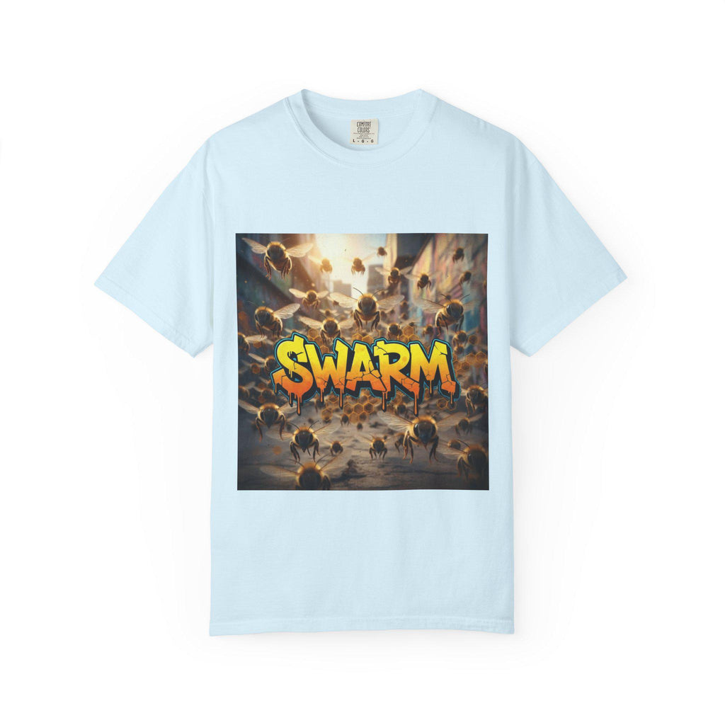 Swarm graphic T-shirt | swarm bees illustration, street art text
