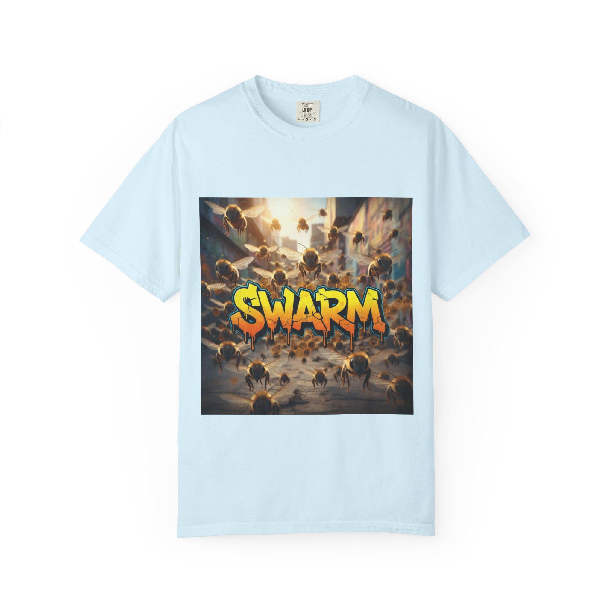 Swarm graphic T-shirt | swarm bees illustration, street art text
