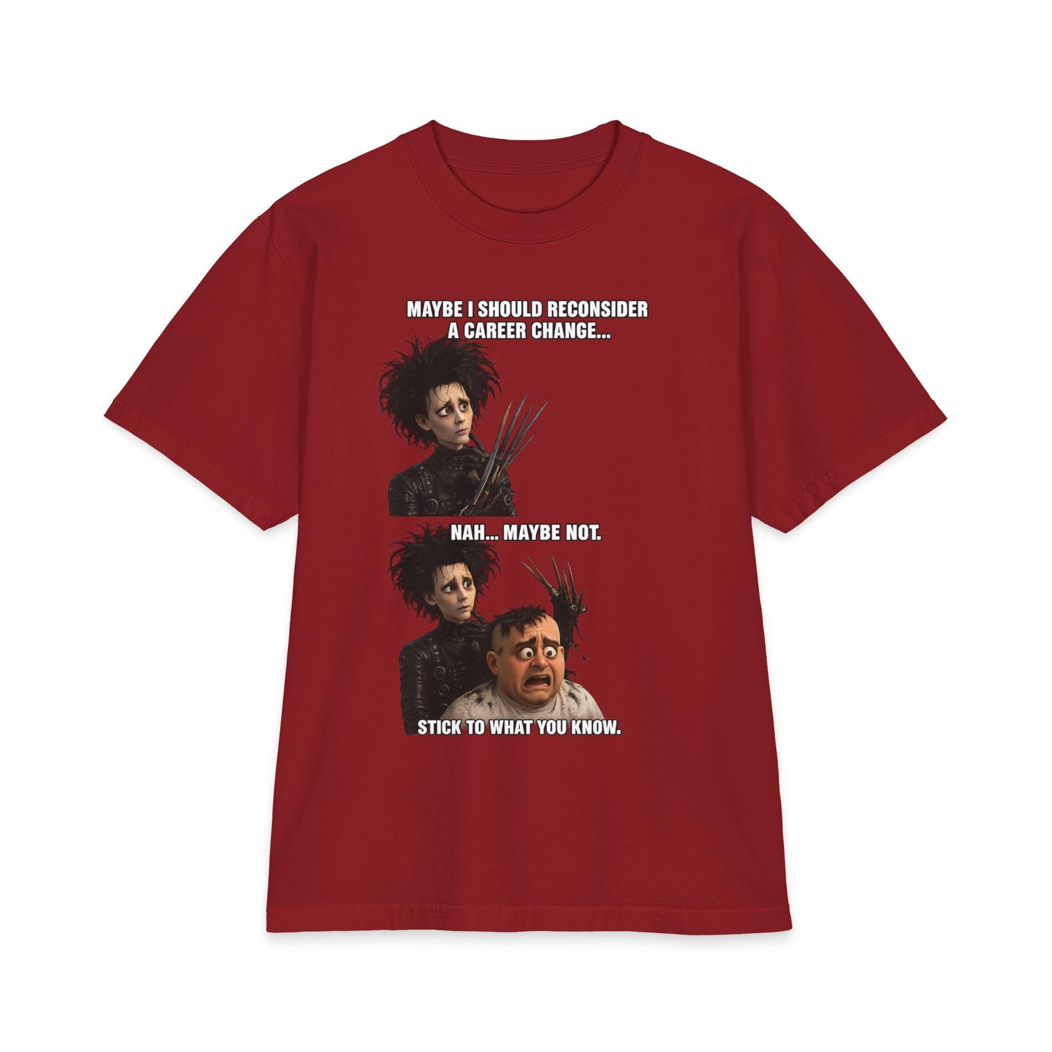 Scissor-Handed Character Comic Panel T-Shirt | Horror Movie Mashup