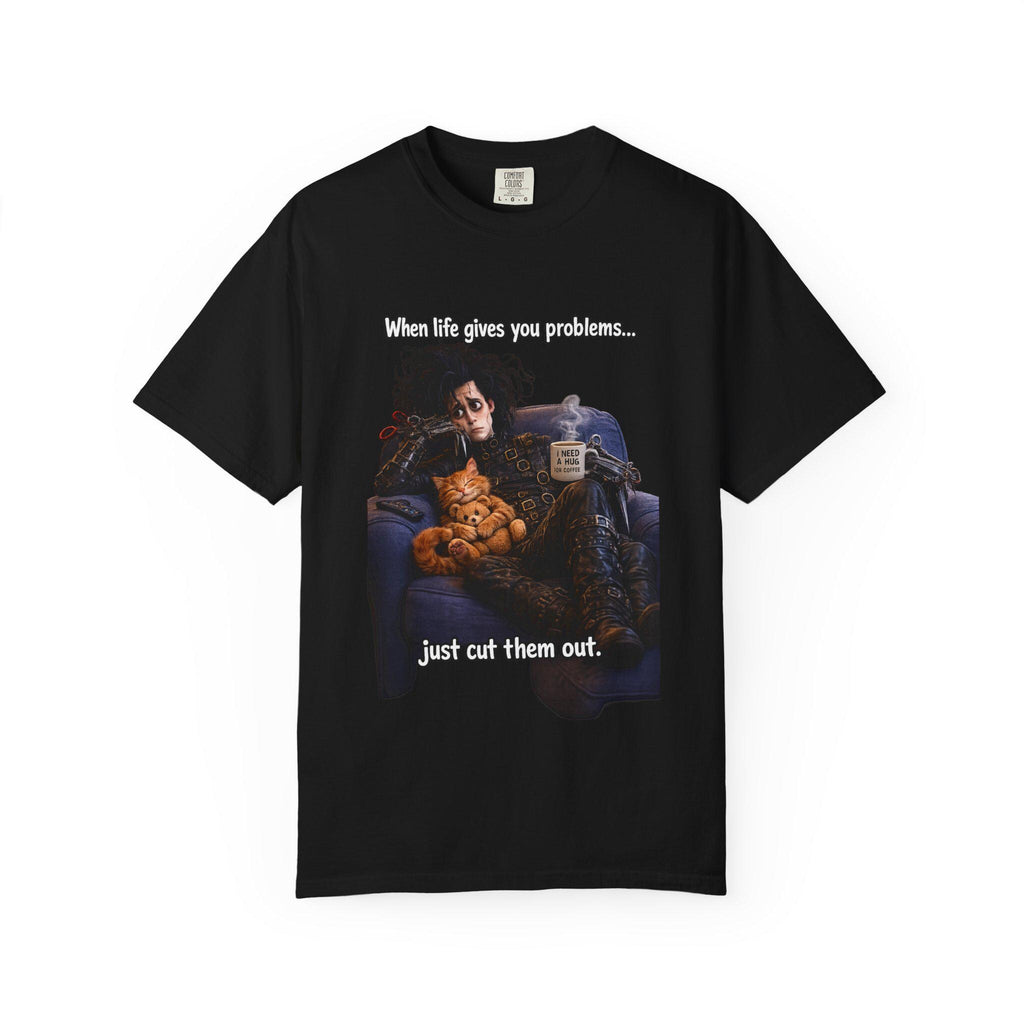 Woman on Couch with Cat T-shirt | Retro Goth Illustration, Texted Design