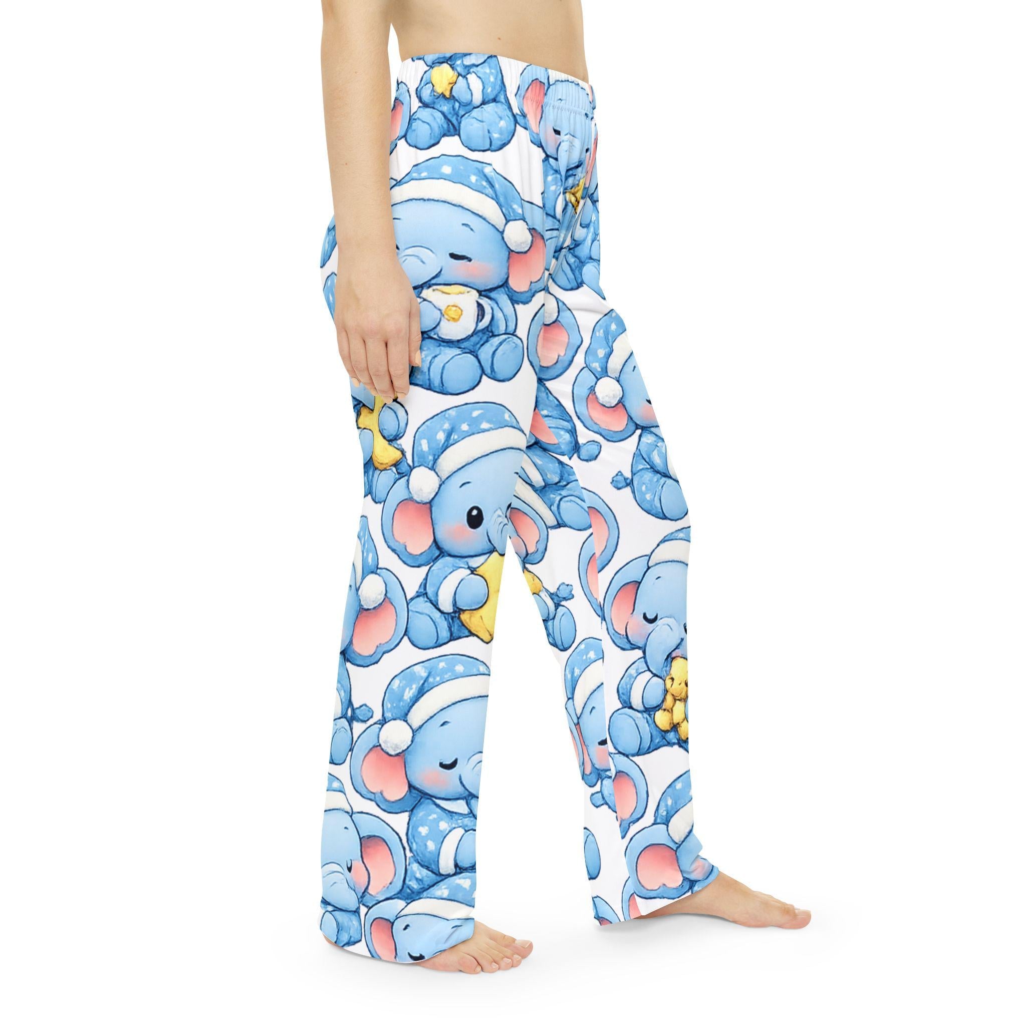 Blue Sleeping Elephant Pajama Pants | Dreamy Baby Elephants All-Over Print