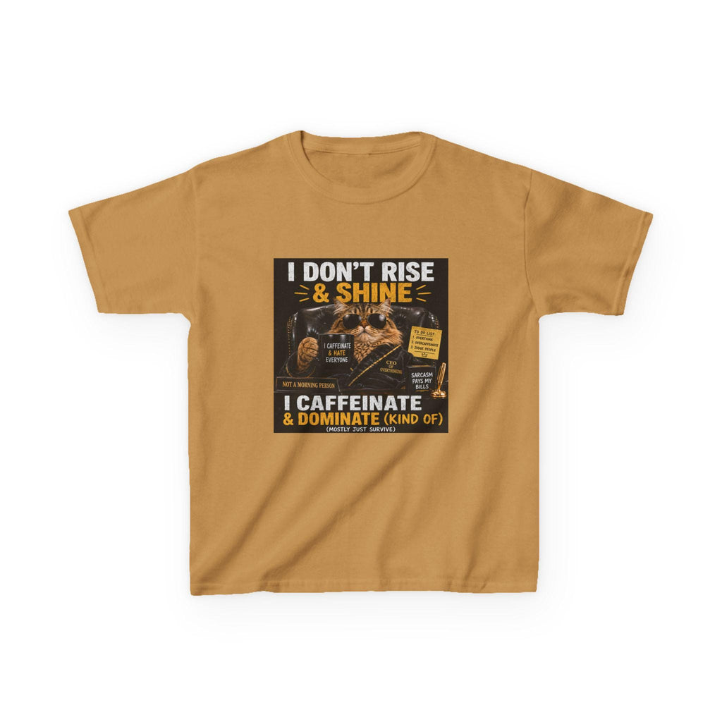 I Don't Rise & Shine I Caffeinate Kids Tee | Coffee Kid Shirt