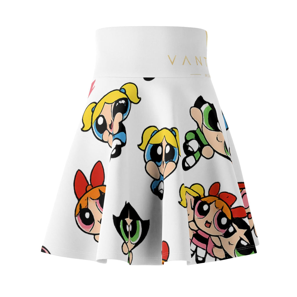 Powerpuff Girls Pattern Skater Skirt | Cartoon Character Allover Print