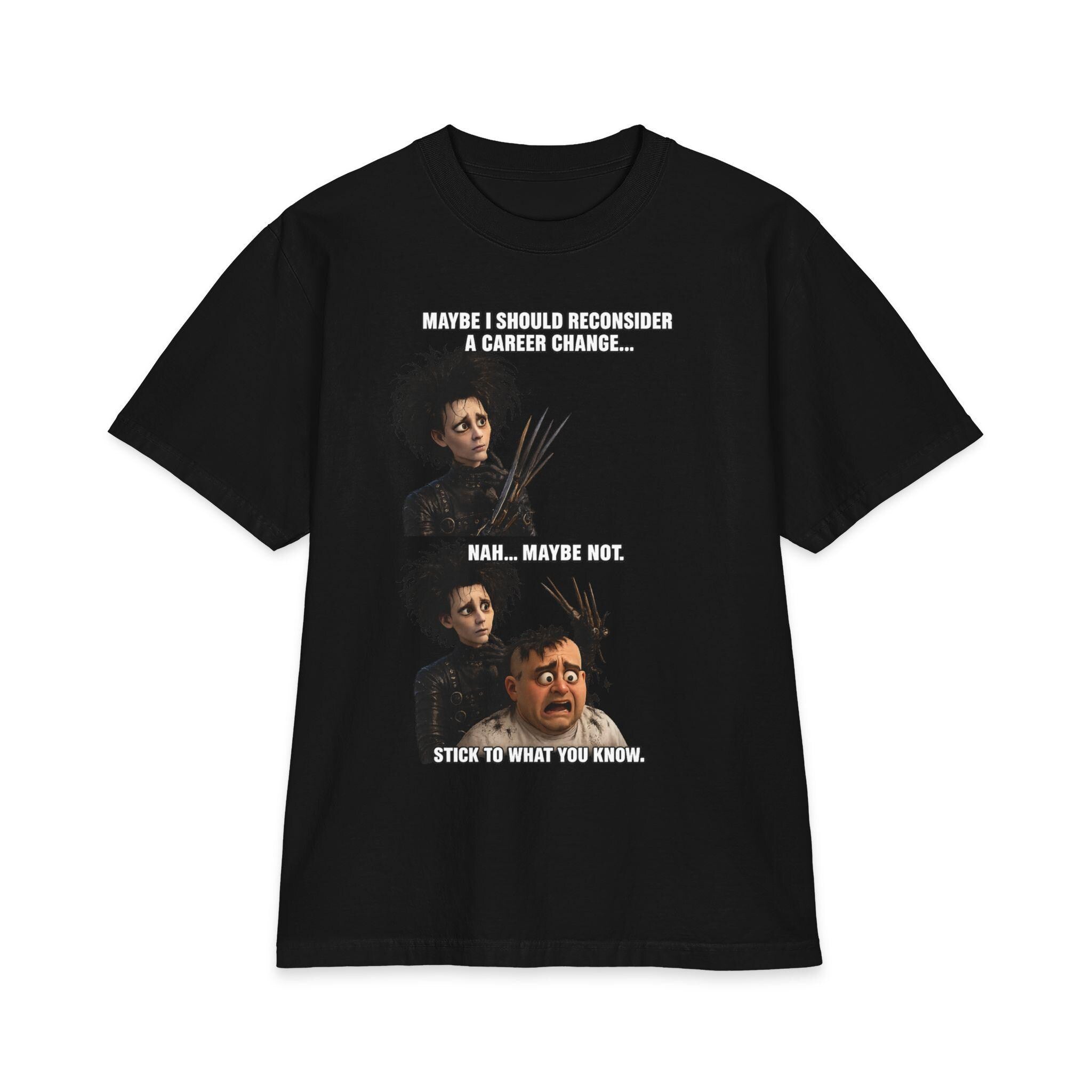 Scissor-Handed Character Comic Panel T-Shirt | Horror Movie Mashup