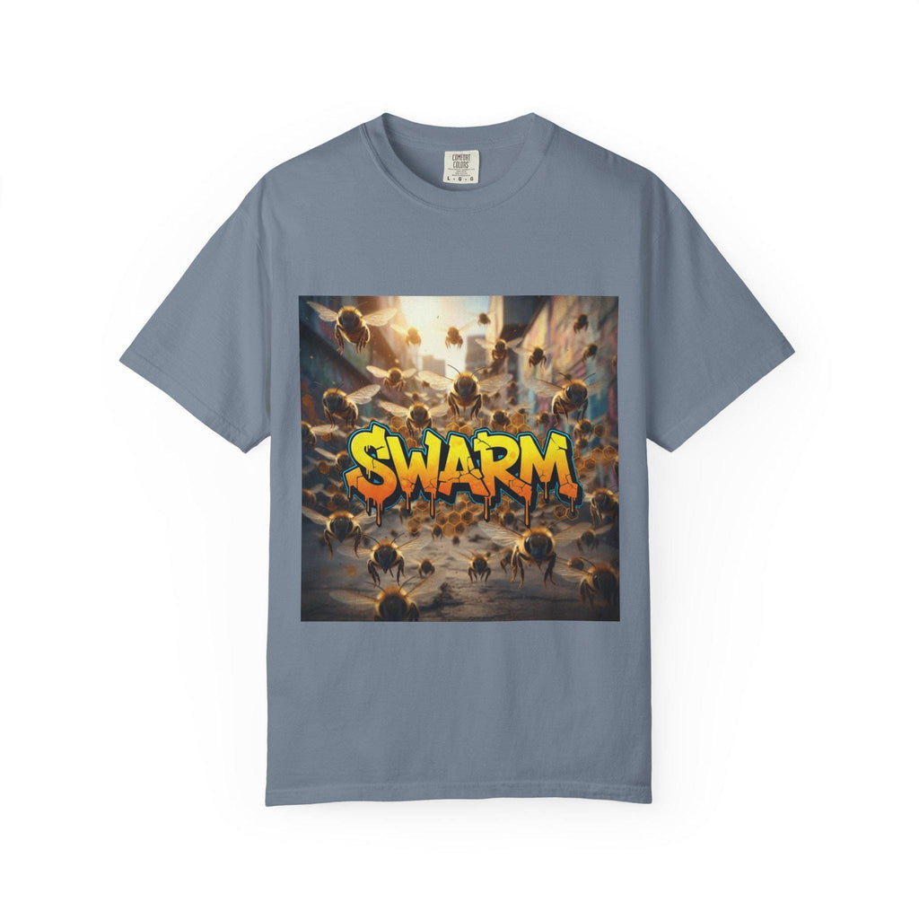 Swarm graphic T-shirt | swarm bees illustration, street art text