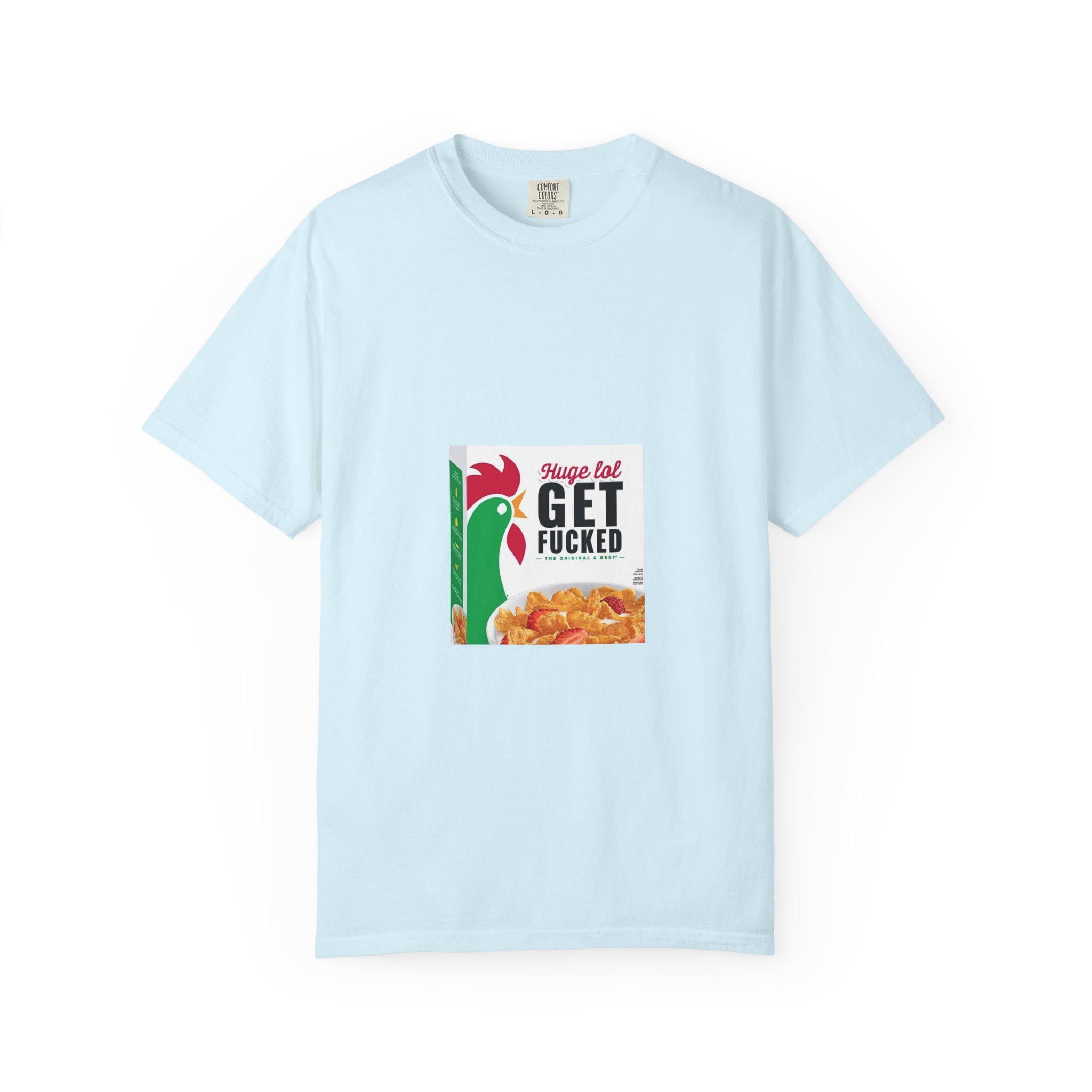 Get Fucked Cereal Box Graphic T-Shirt | Retro Breakfast Illustration