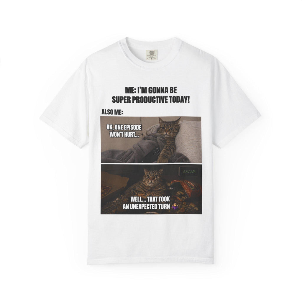 Productive Today Cat Meme T-Shirt | Funny Cat TV Binge Graphic Tee
