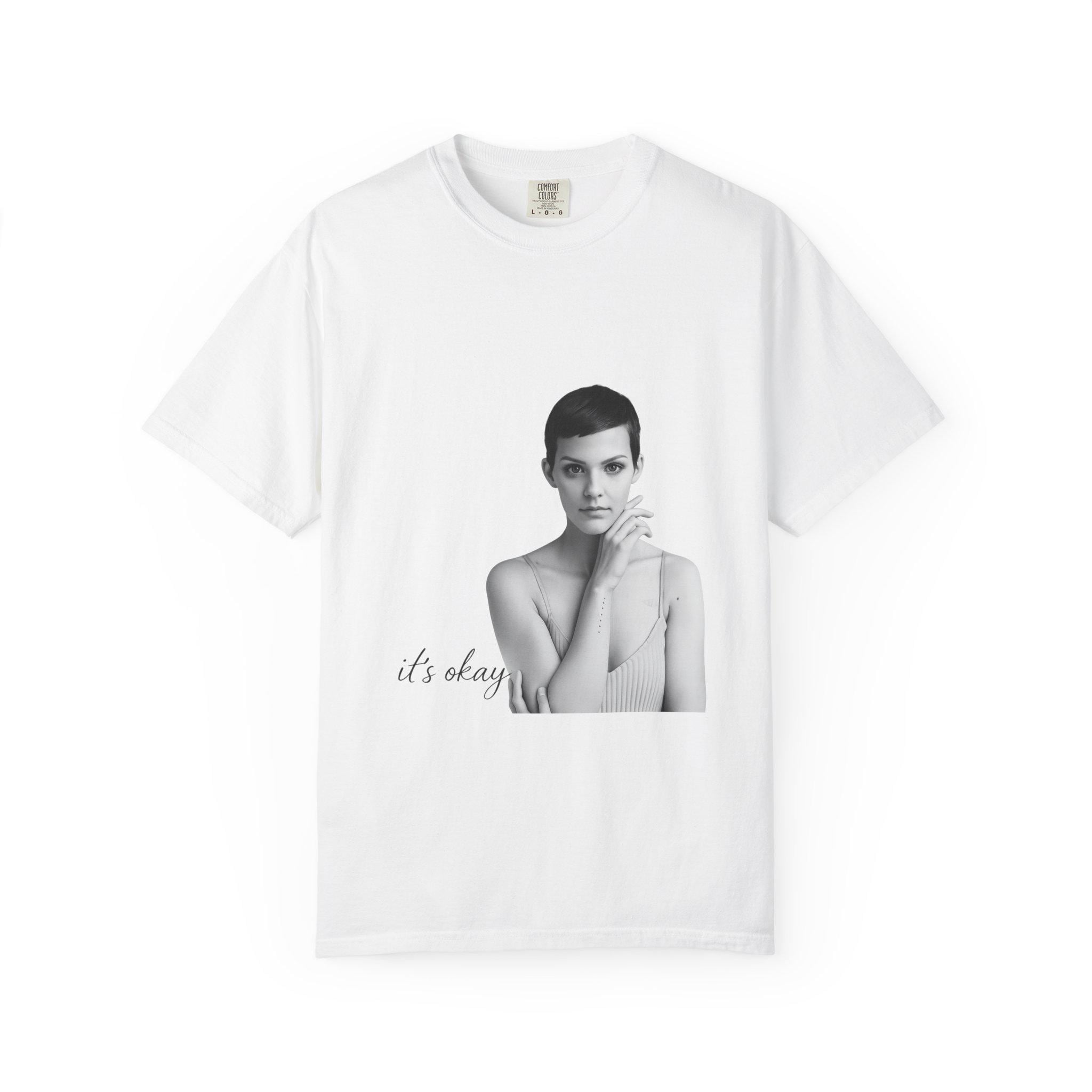 Minimalist Portrait "it's okay" T-Shirt | Monochrome Photo Tee