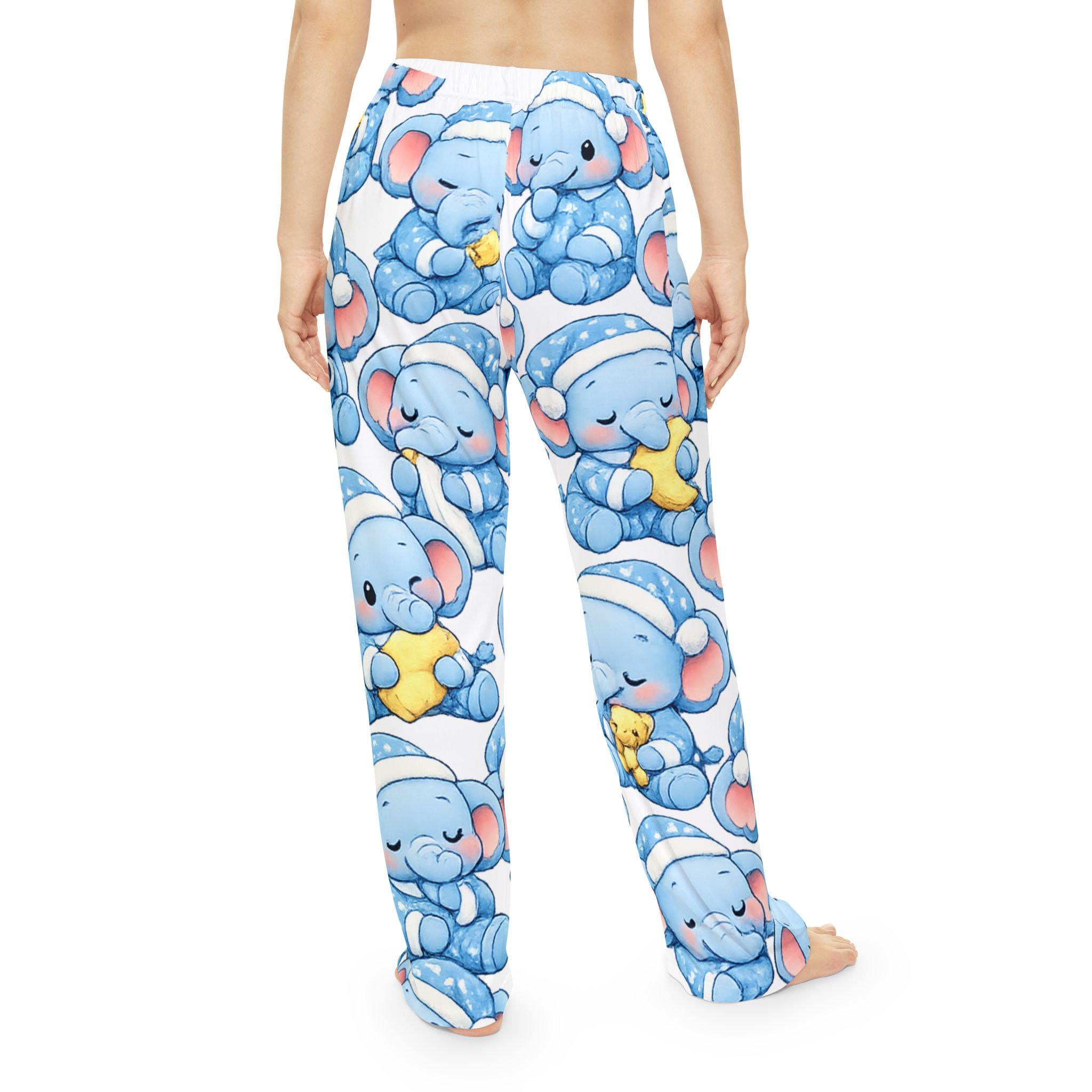 Blue Sleeping Elephant Pajama Pants | Dreamy Baby Elephants All-Over Print