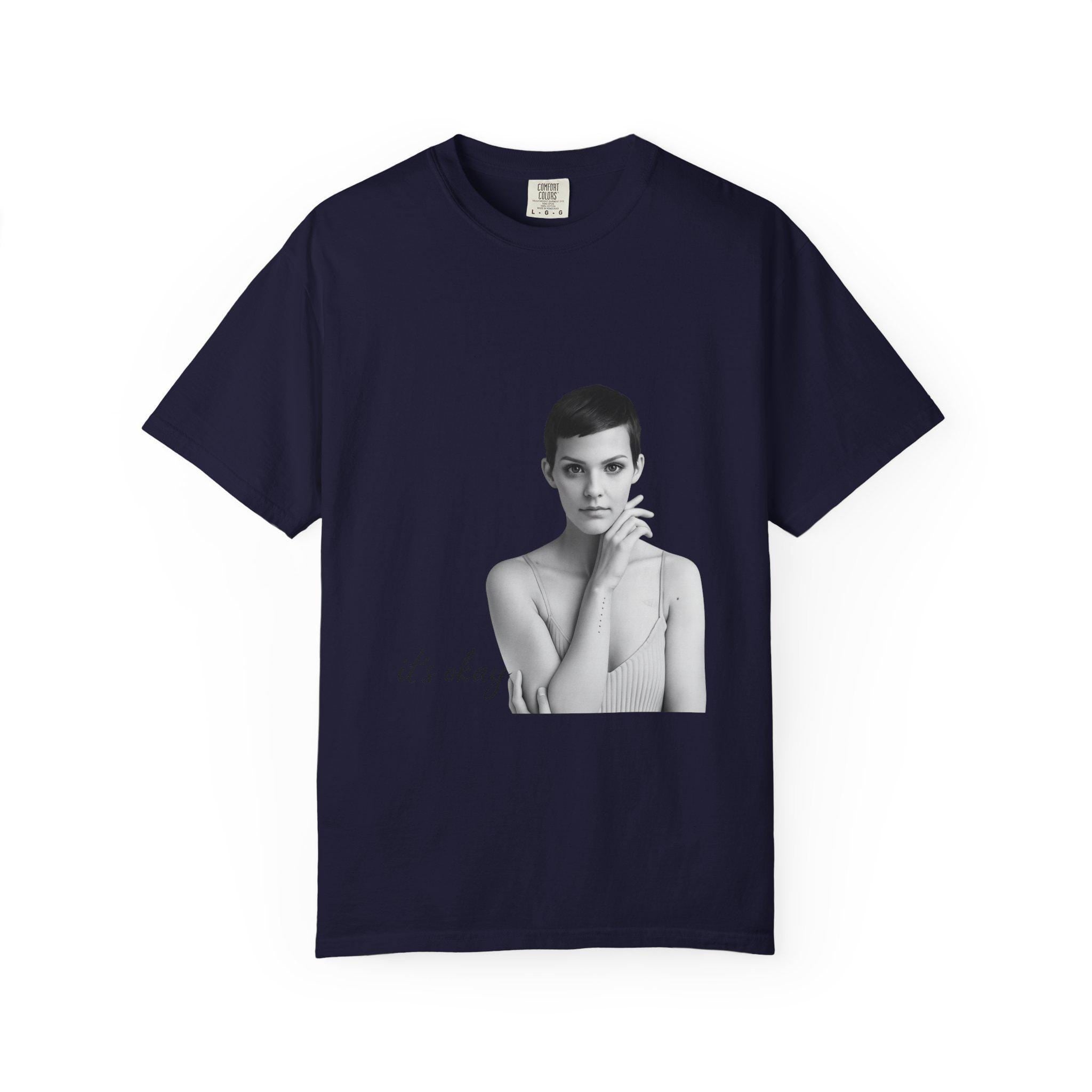 Minimalist Portrait "it's okay" T-Shirt | Monochrome Photo Tee