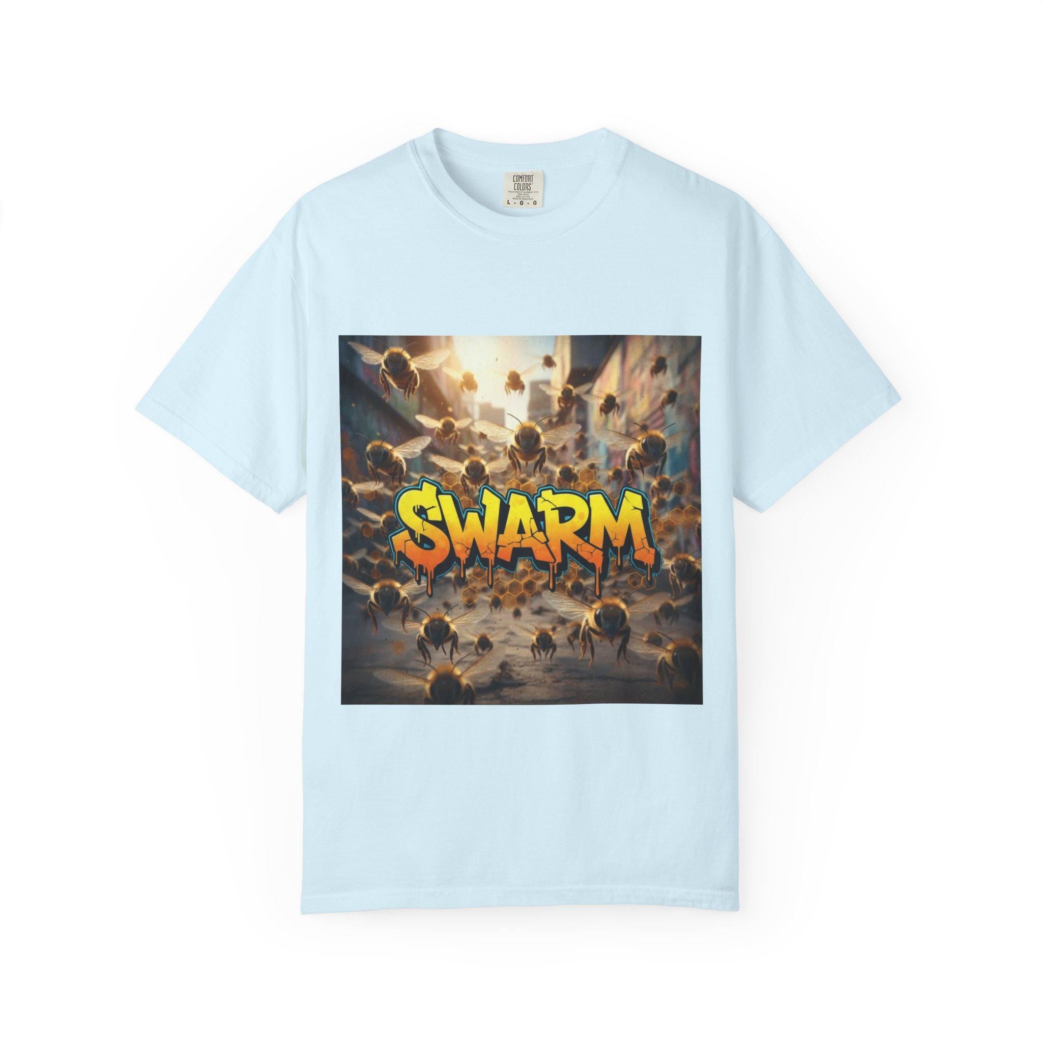 Swarm graphic T-shirt | swarm bees illustration, street art text