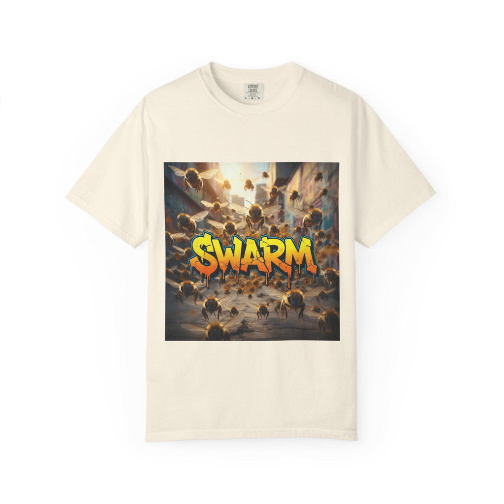 Swarm graphic T-shirt | swarm bees illustration, street art text