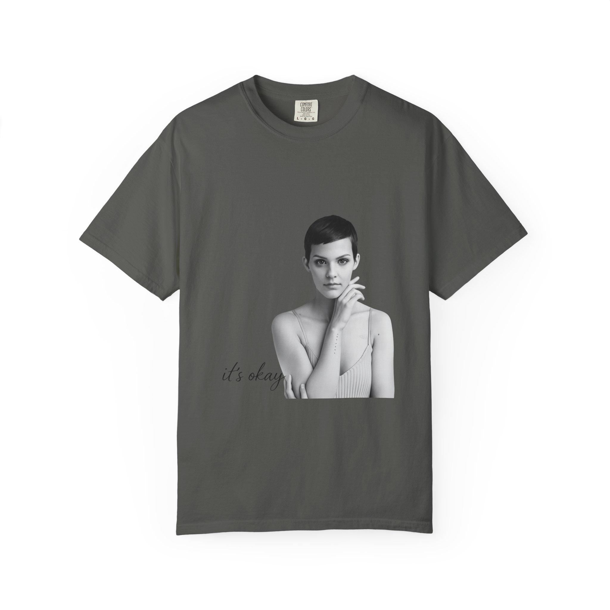 Minimalist Portrait "it's okay" T-Shirt | Monochrome Photo Tee
