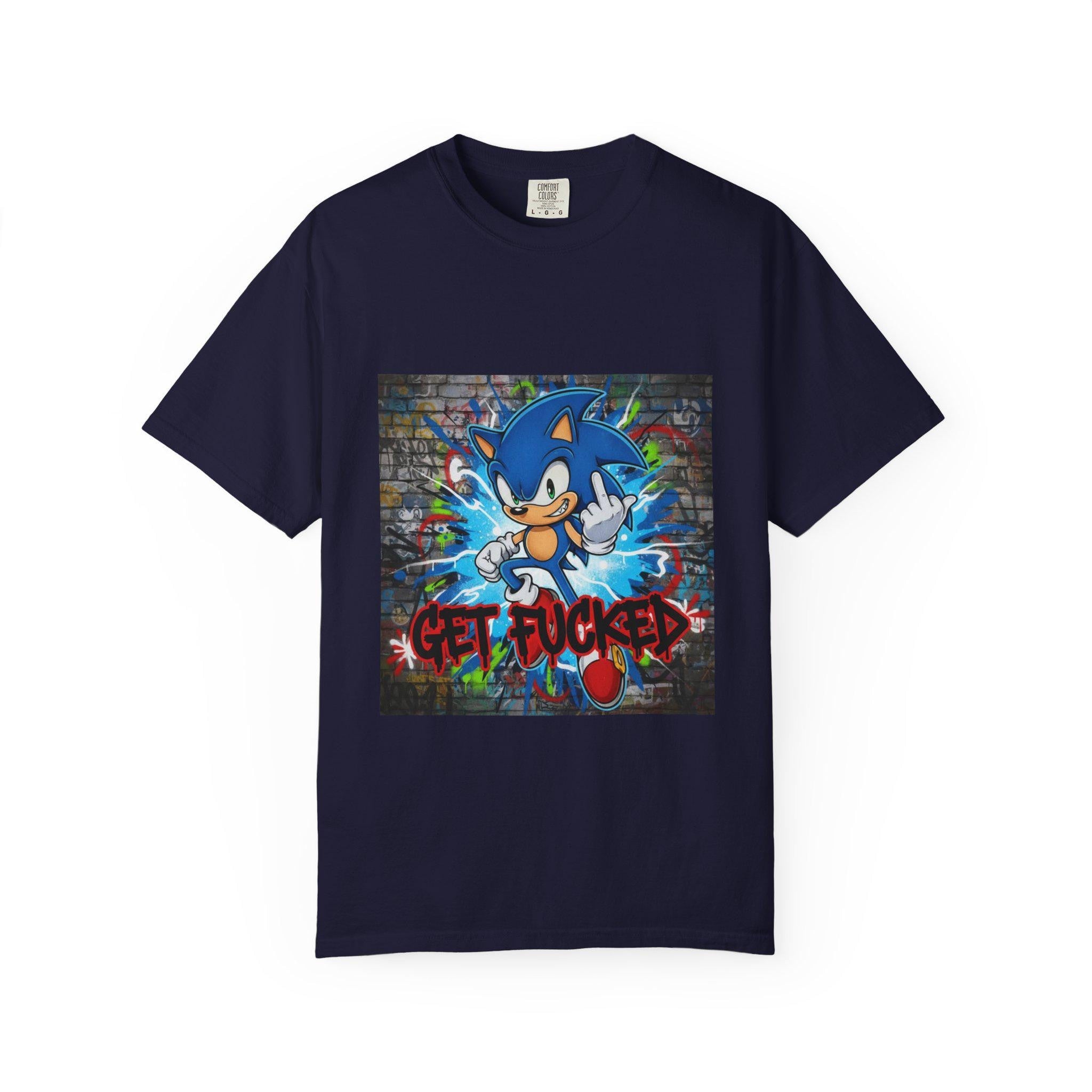 Graffiti Blue Hedgehog character T-shirt | Street Art Graphic Tee