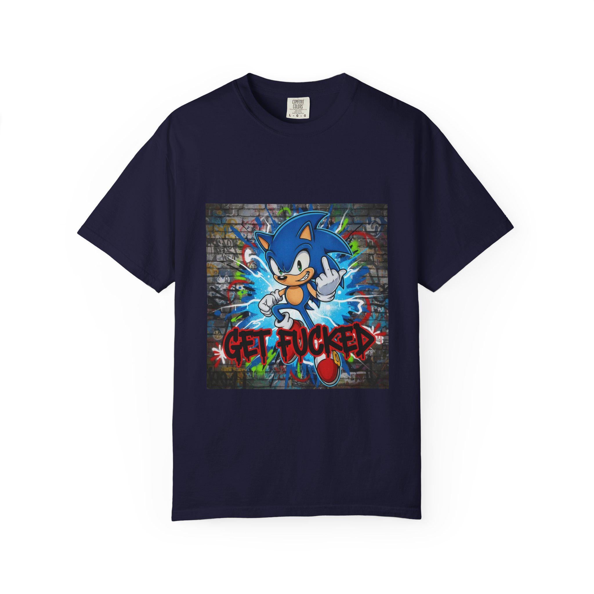 Graffiti Blue Hedgehog character T-shirt | Street Art Graphic Tee