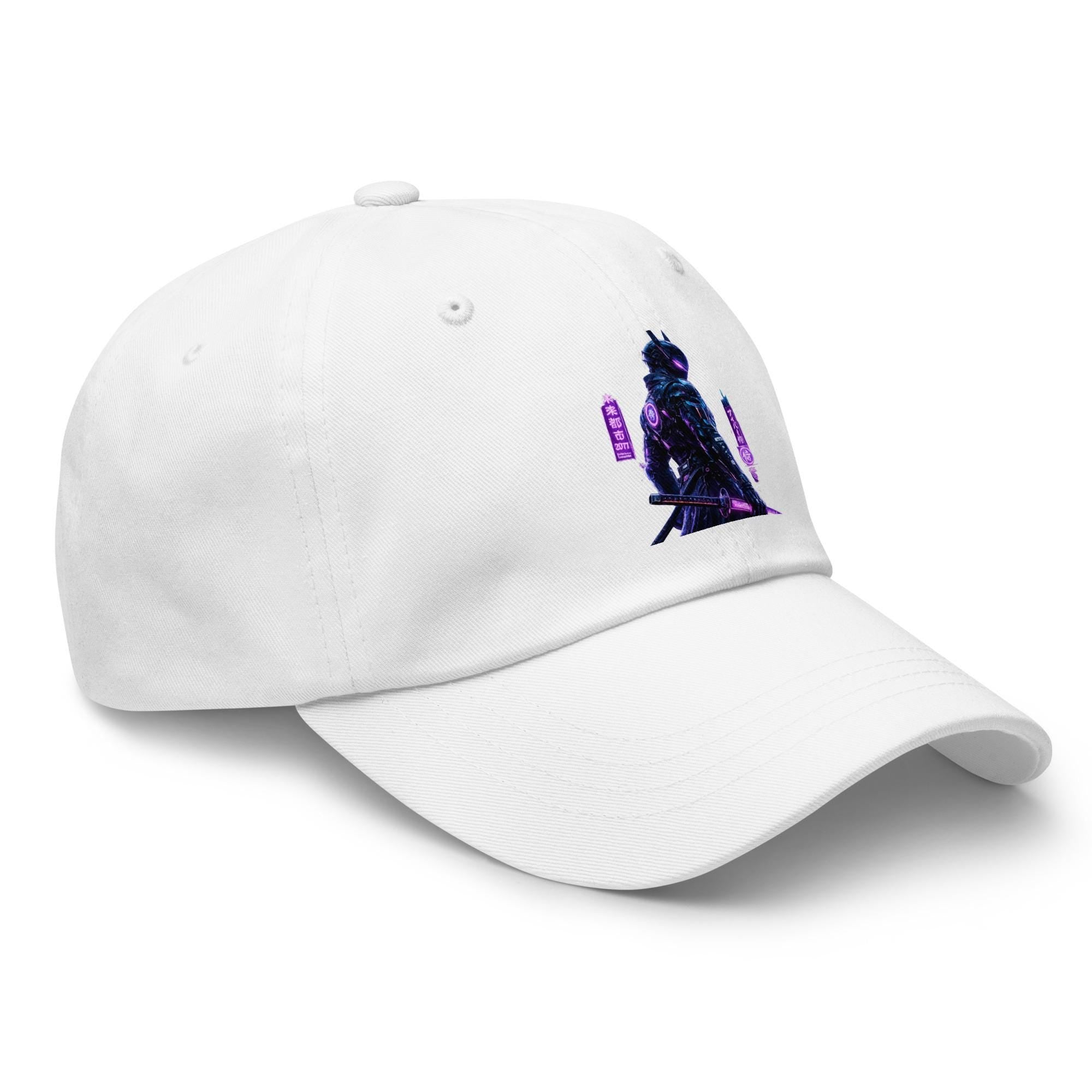 Cyberpunk Samurai Graphic Dad Hat: Adjustable Cotton Twill Cap