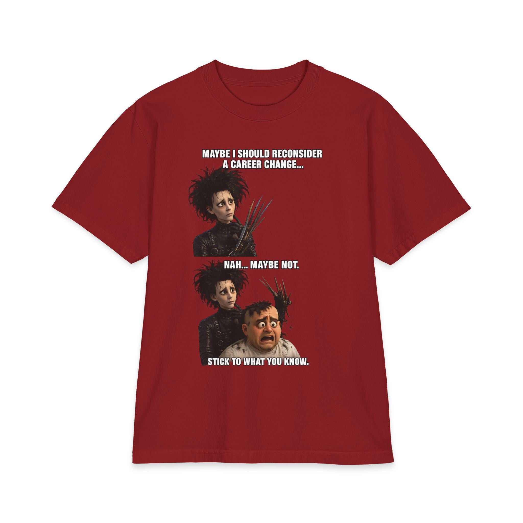 Scissor-Handed Character Comic Panel T-Shirt | Horror Movie Mashup