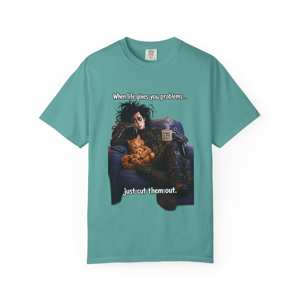 Woman on Couch with Cat T-shirt | Retro Goth Illustration, Texted Design