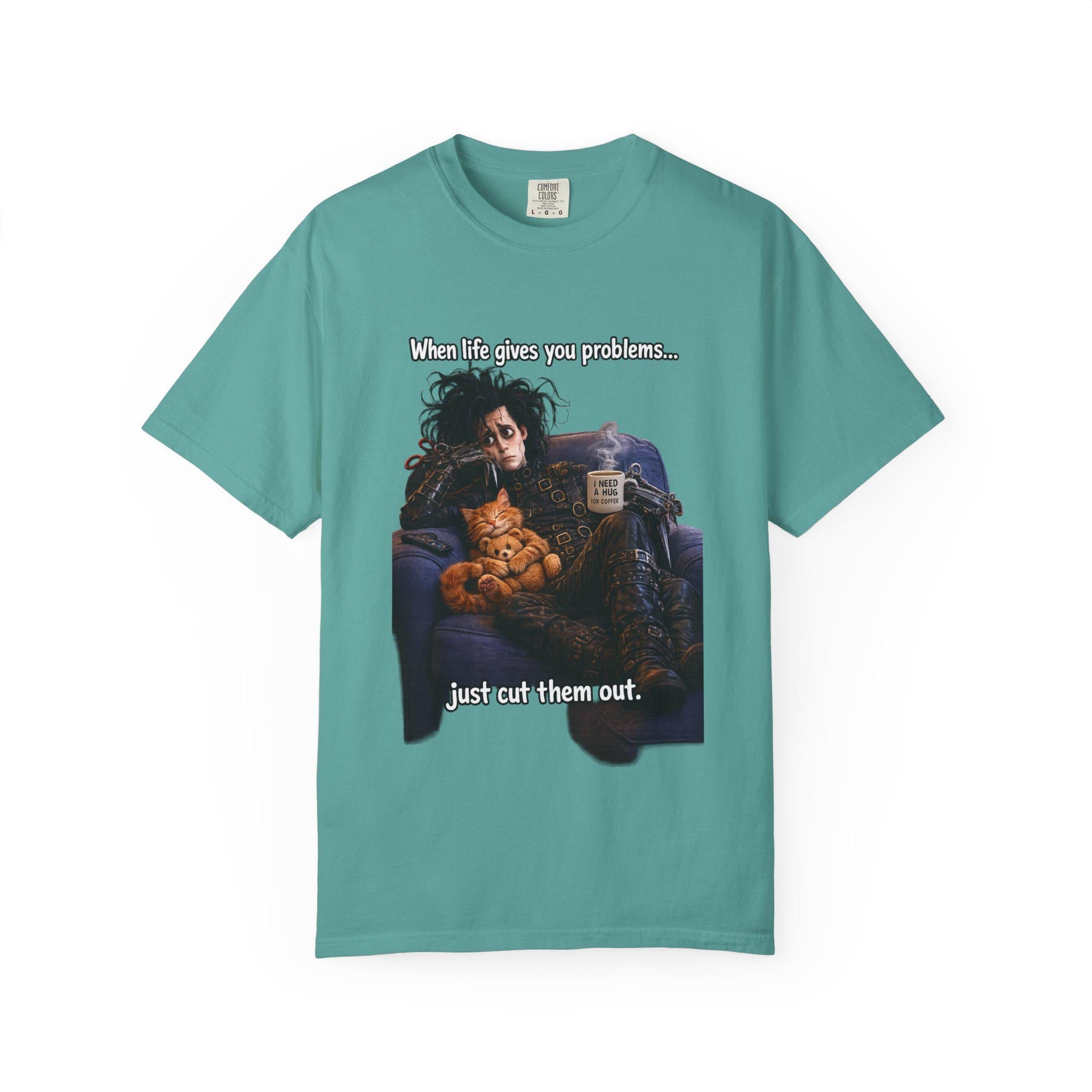 Woman on Couch with Cat T-shirt | Retro Goth Illustration, Texted Design