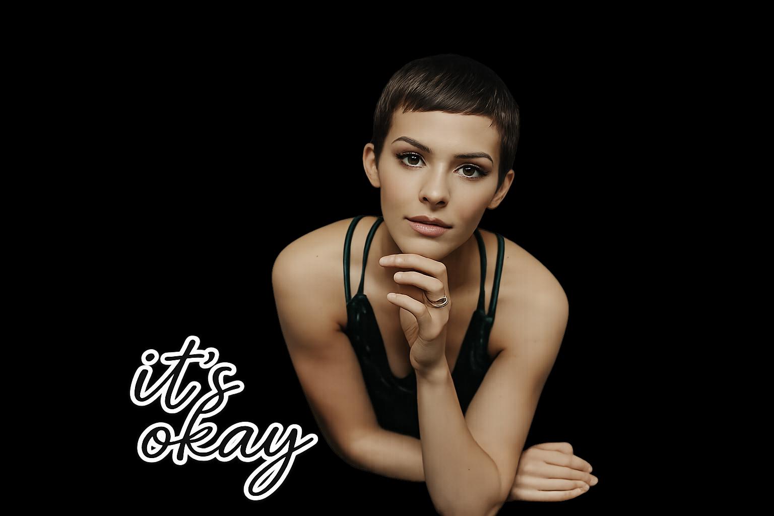 Short-Haired Model Illustration it's okay T-Shirt | Graphic Tee