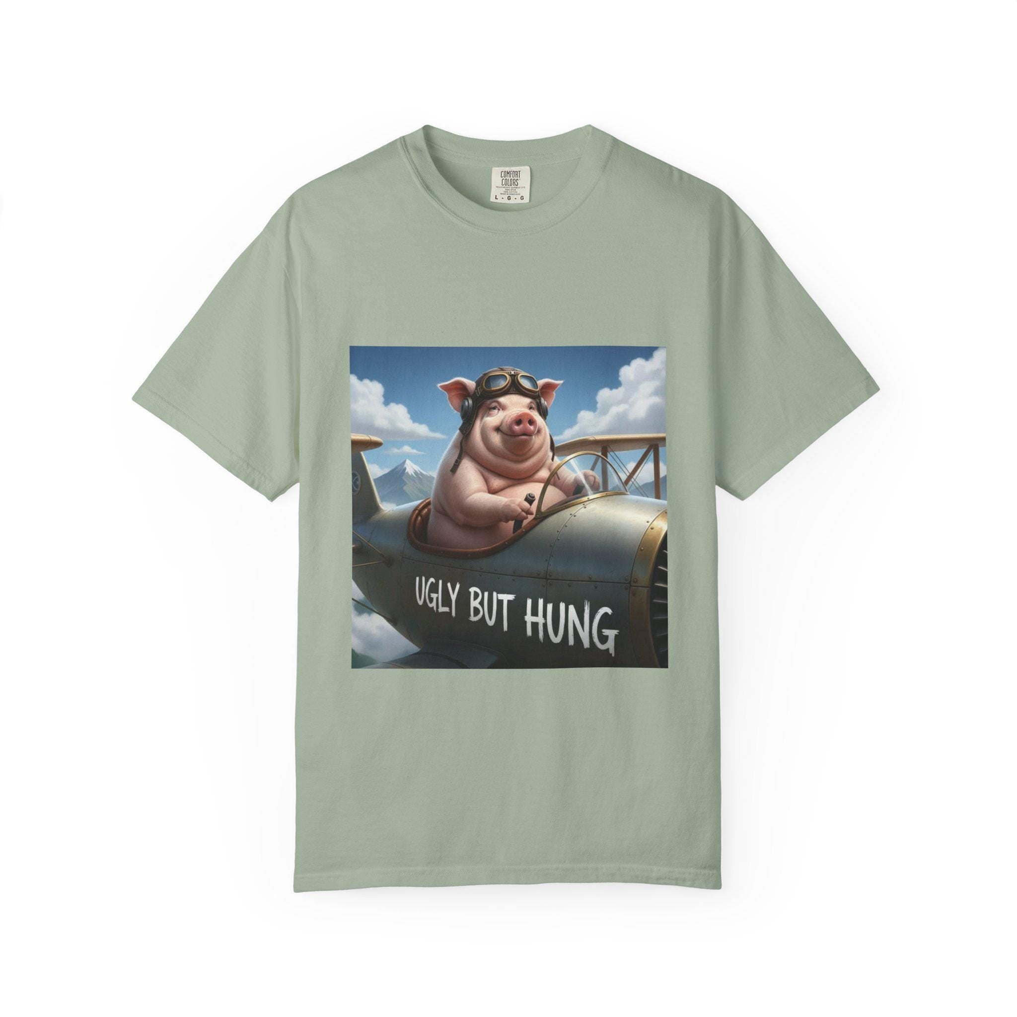 Pig Pilot illustration T-Shirt | 'Ugly But Hung' airplane design