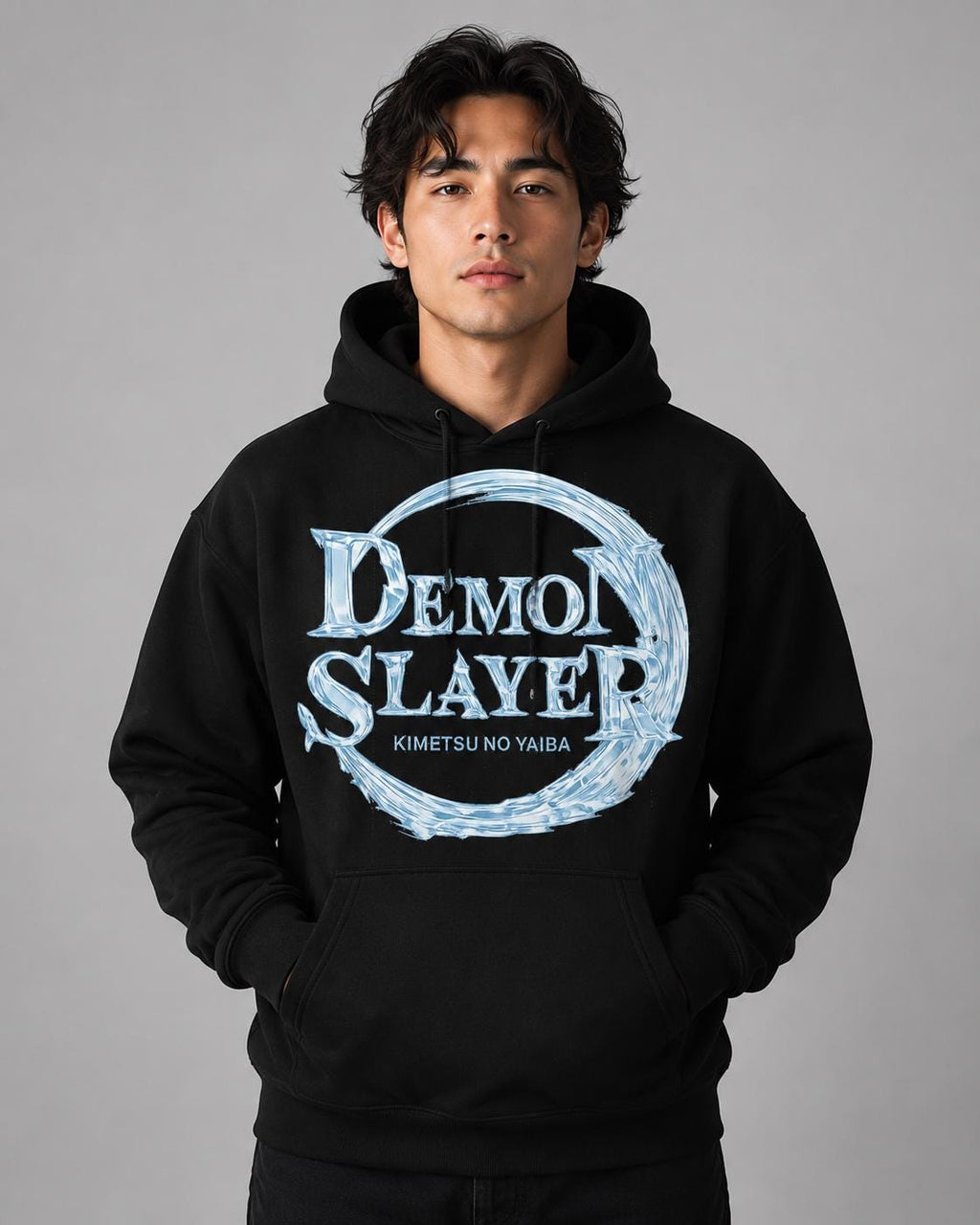 Demon Slayer Logo Crop Hoodie | Anime Emblem, Minimalist Moon Graphic
