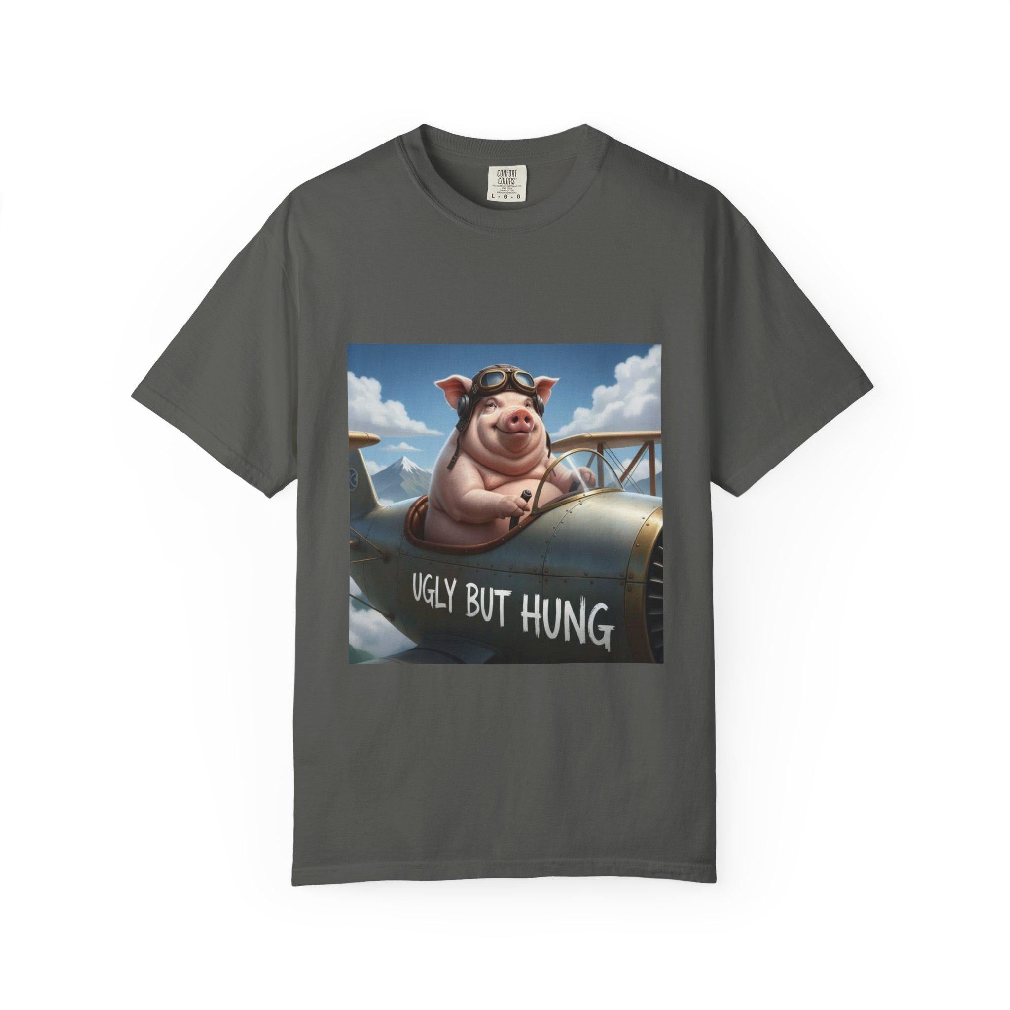 Pig Pilot illustration T-Shirt | 'Ugly But Hung' airplane design