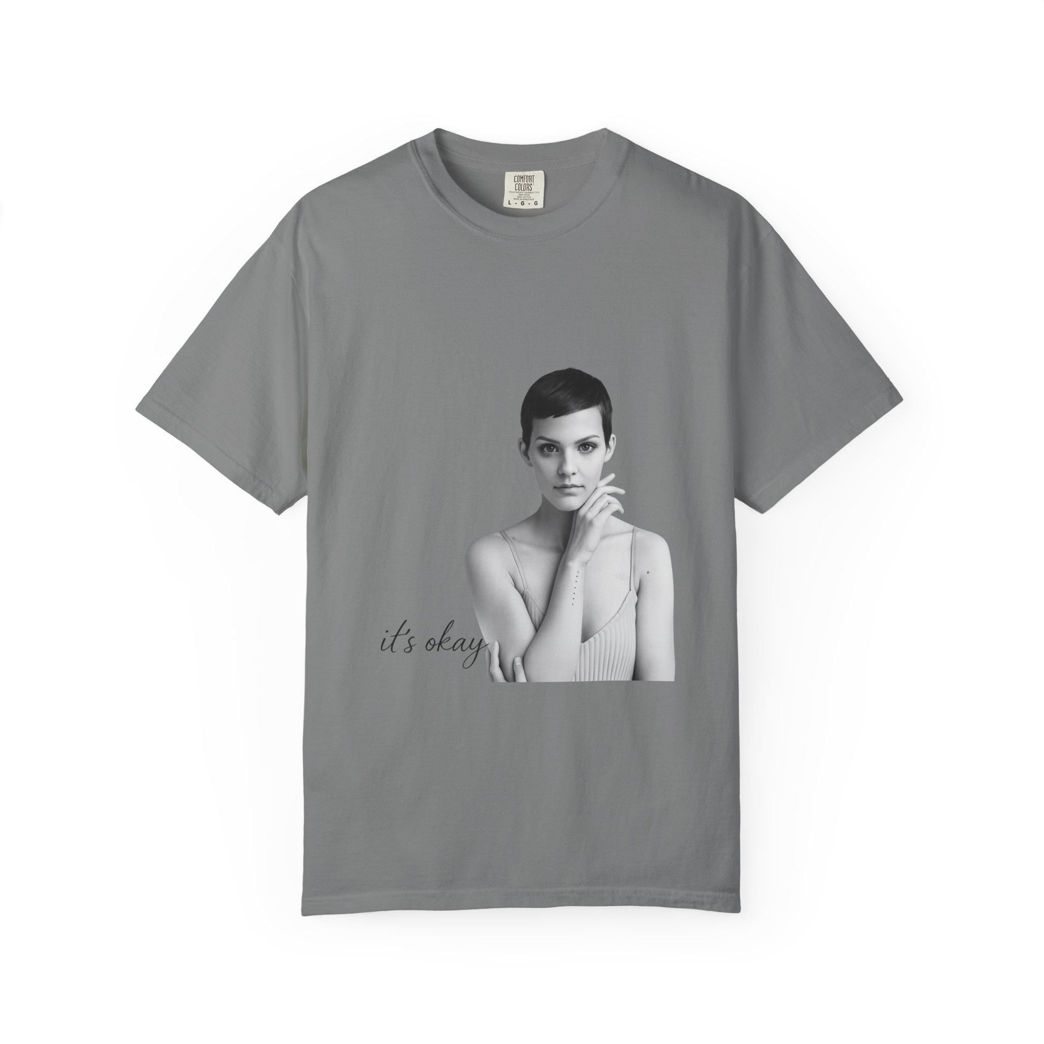 Minimalist Portrait "it's okay" T-Shirt | Monochrome Photo Tee