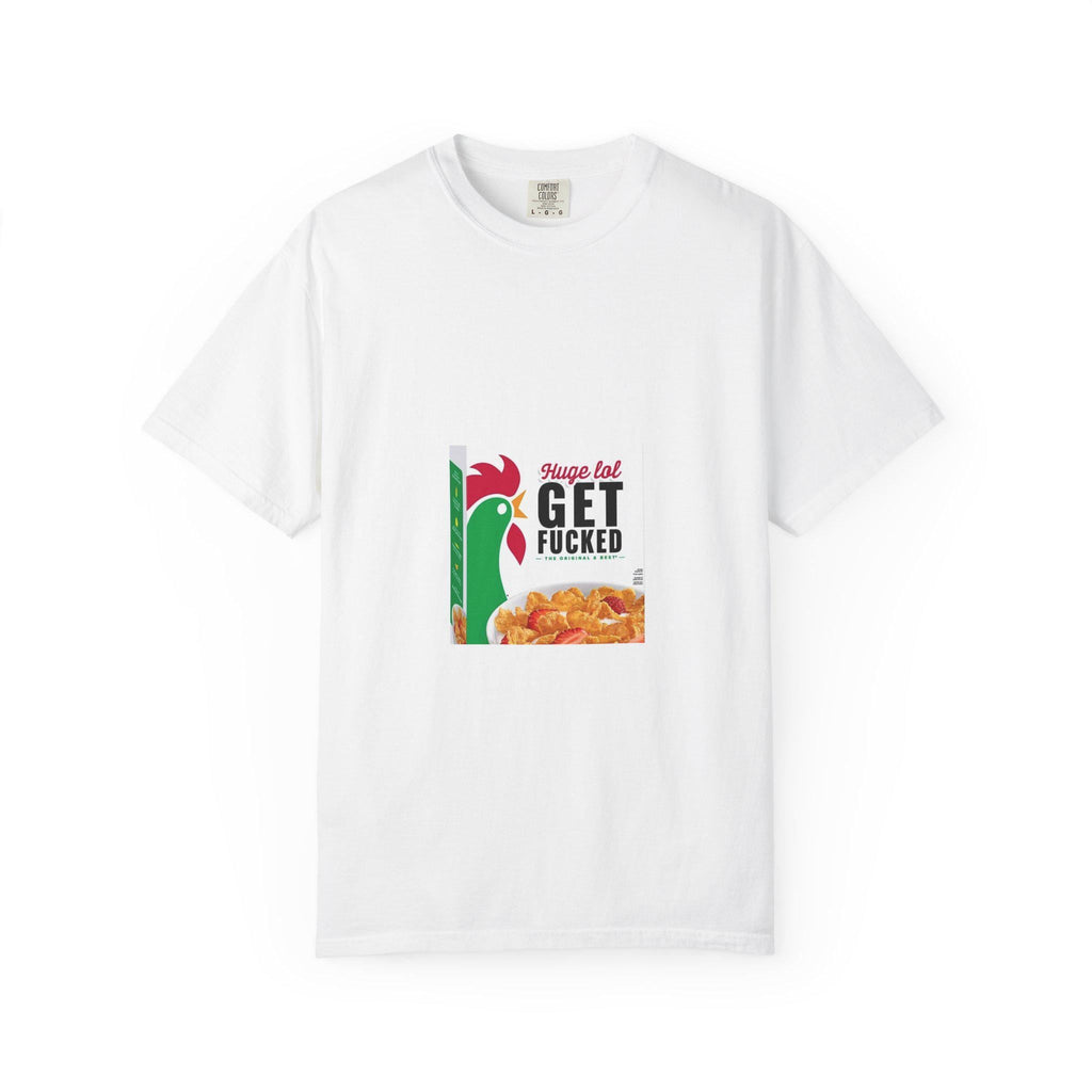 Get Fucked Cereal Box Graphic T-Shirt | Retro Breakfast Illustration