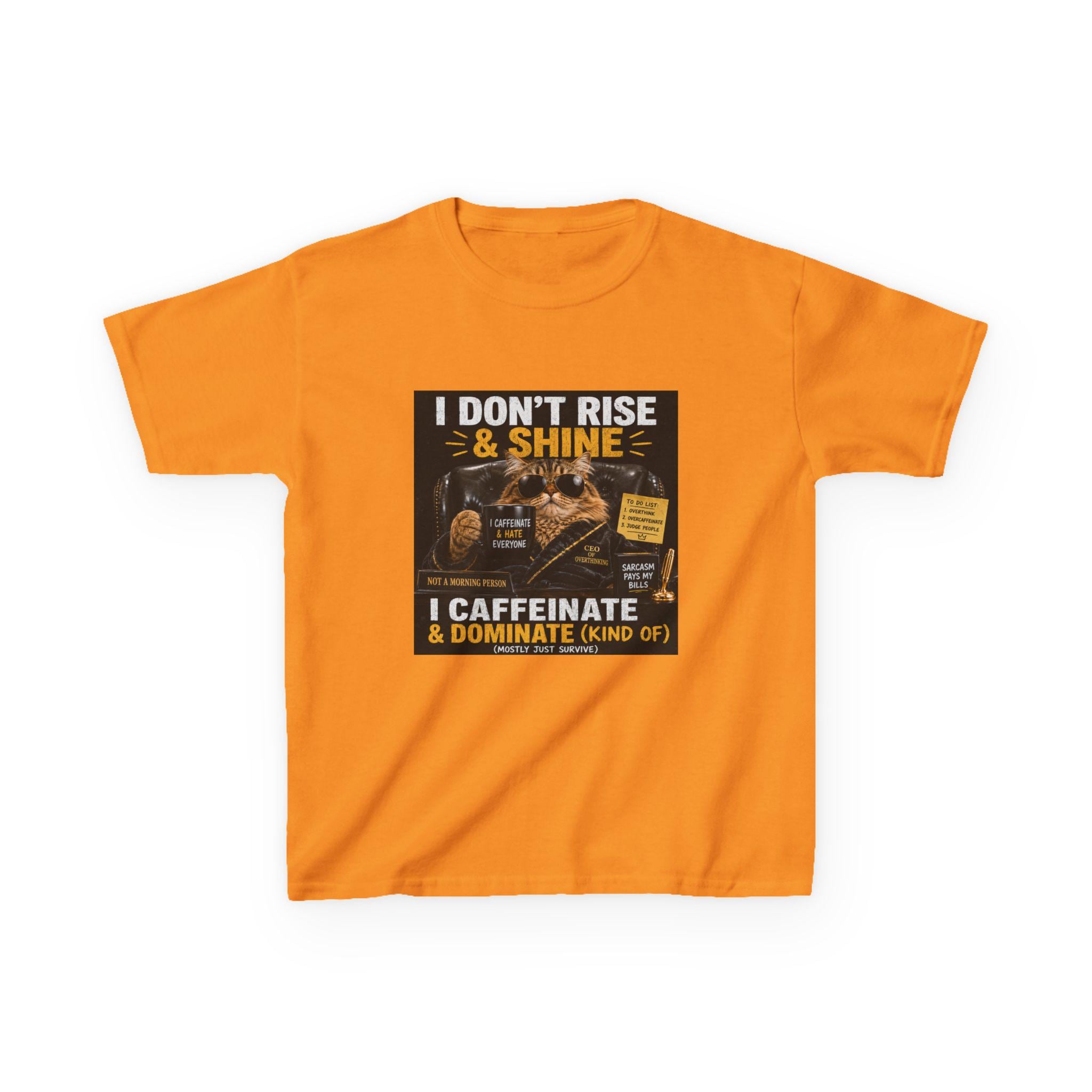 I Don't Rise & Shine I Caffeinate Kids Tee | Coffee Kid Shirt