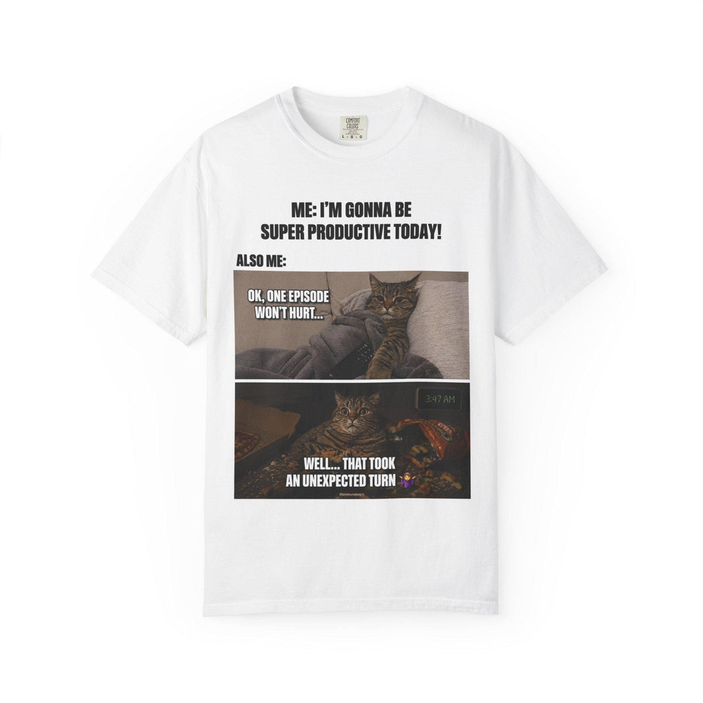 Productive Today Cat Meme T-Shirt | Funny Cat TV Binge Graphic Tee