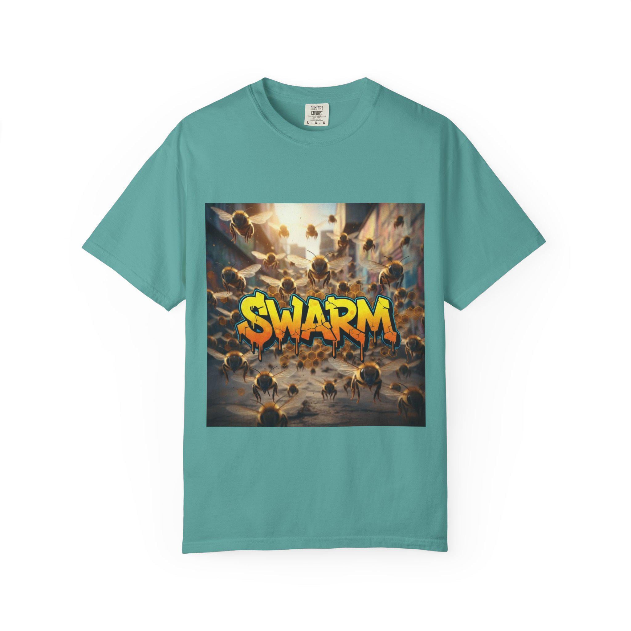 Swarm graphic T-shirt | swarm bees illustration, street art text