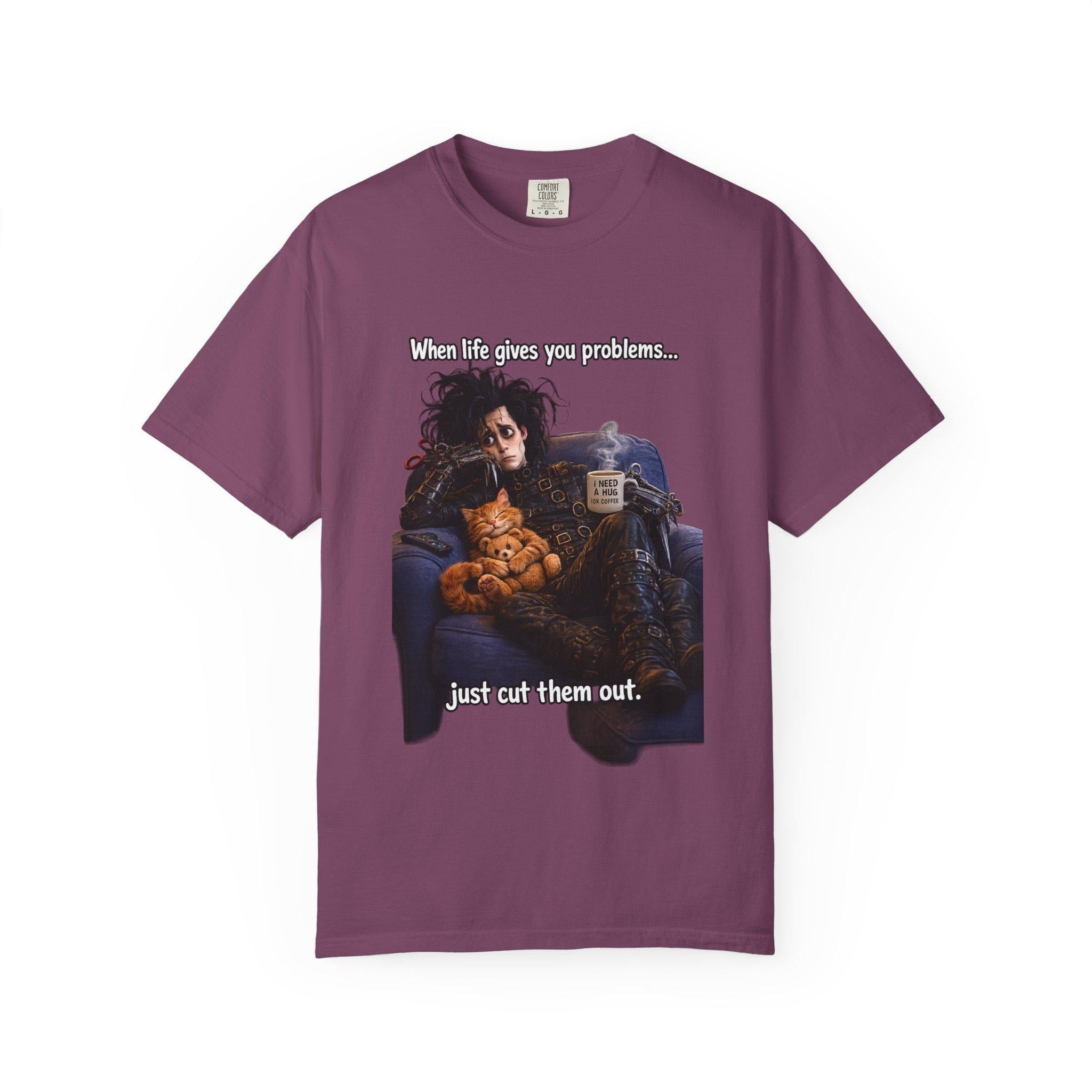 Woman on Couch with Cat T-shirt | Retro Goth Illustration, Texted Design
