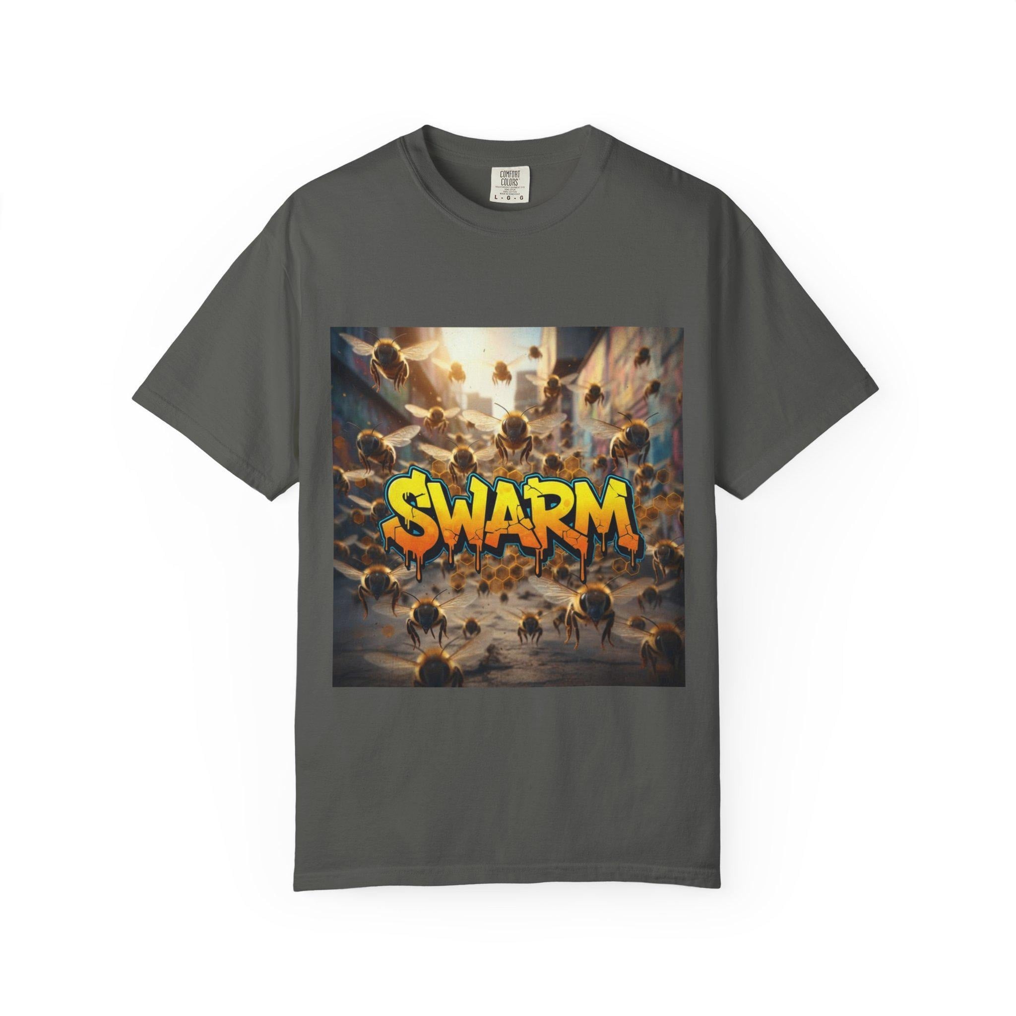 Swarm graphic T-shirt | swarm bees illustration, street art text