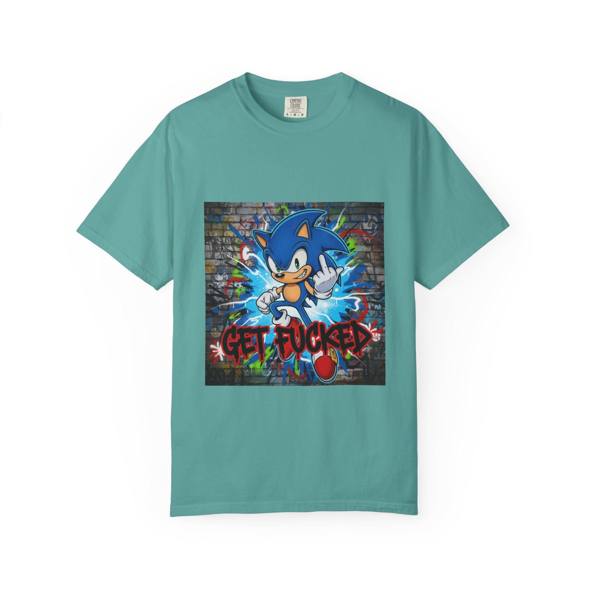 Graffiti Blue Hedgehog character T-shirt | Street Art Graphic Tee