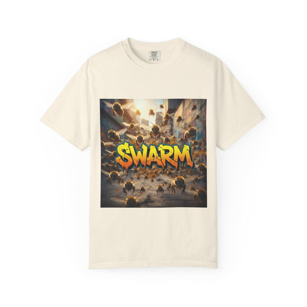 Swarm graphic T-shirt | swarm bees illustration, street art text