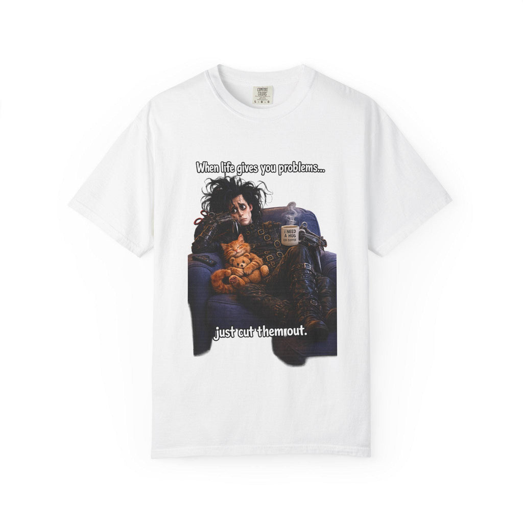 Woman on Couch with Cat T-shirt | Retro Goth Illustration, Texted Design