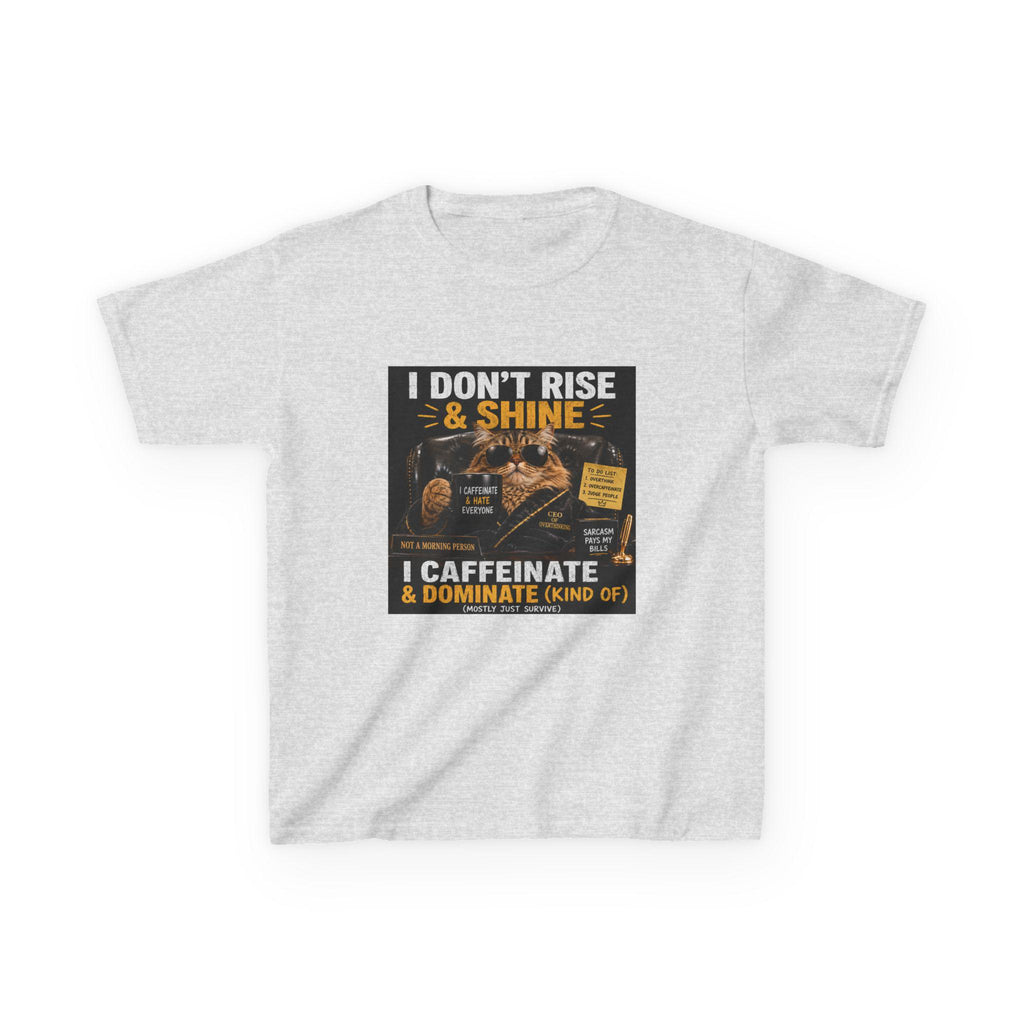 I Don't Rise & Shine I Caffeinate Kids Tee | Coffee Kid Shirt