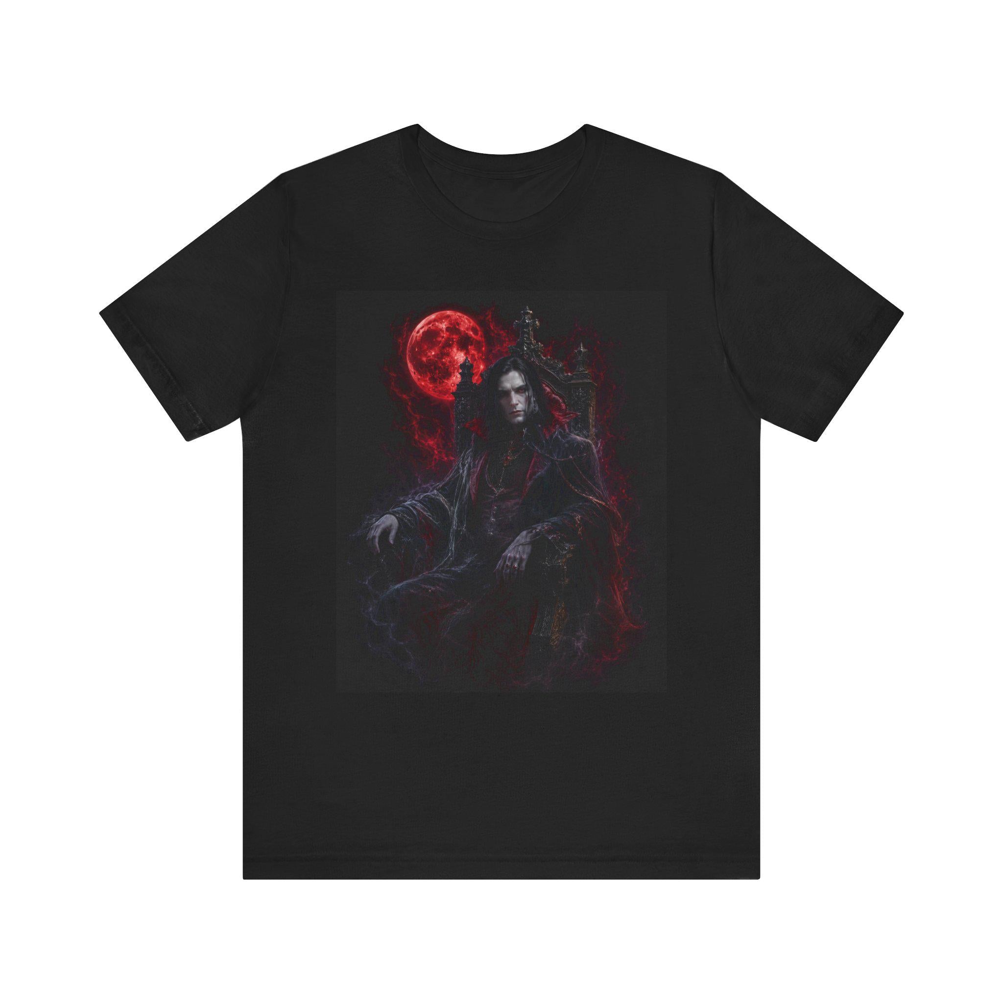 Vampire Lord Portrait Tee | Gothic Red Moon T-Shirt