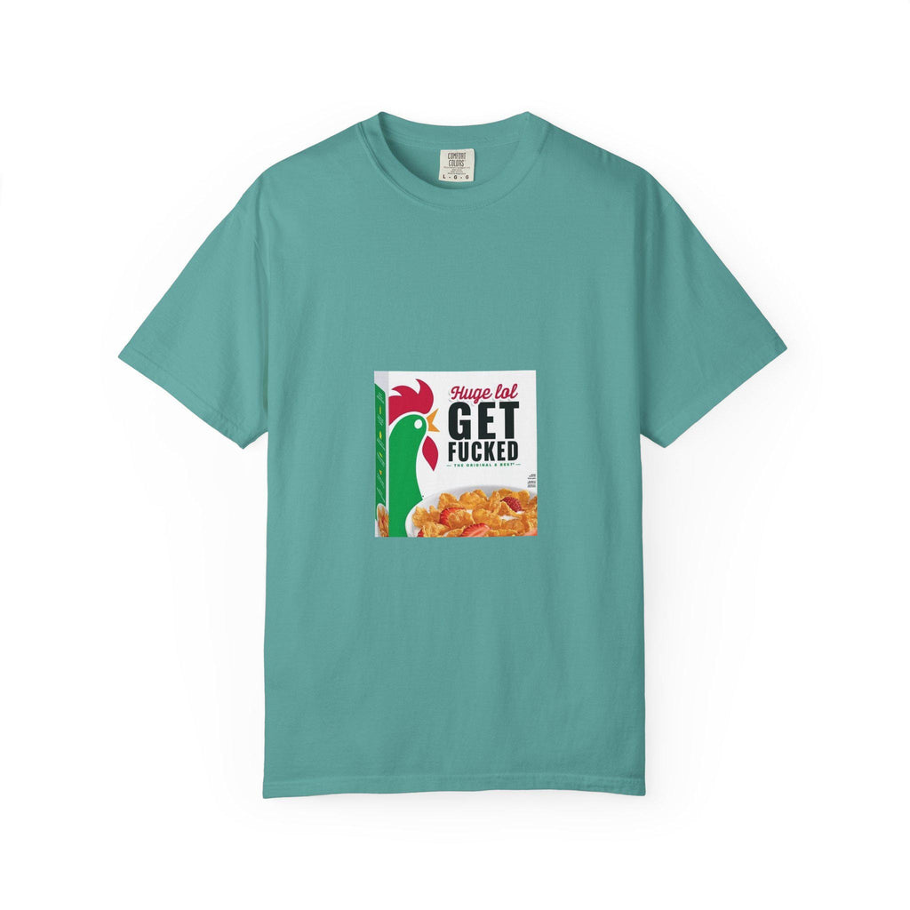 Get Fucked Cereal Box Graphic T-Shirt | Retro Breakfast Illustration