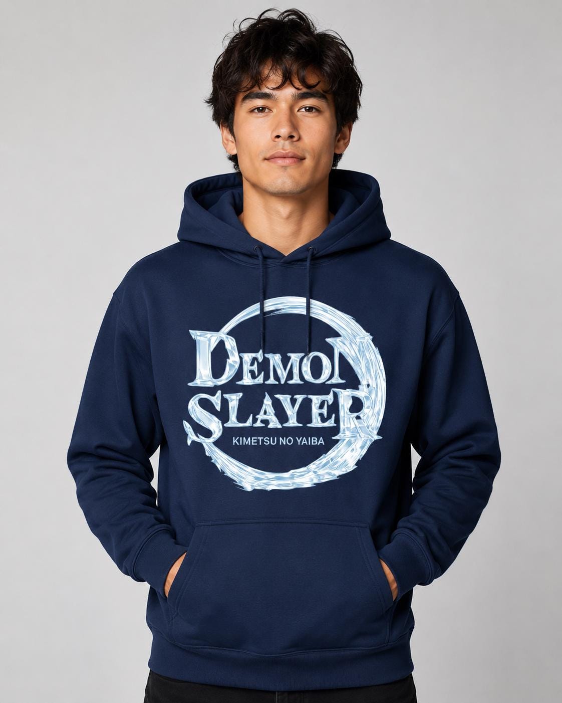 Demon Slayer Logo Crop Hoodie | Anime Emblem, Minimalist Moon Graphic