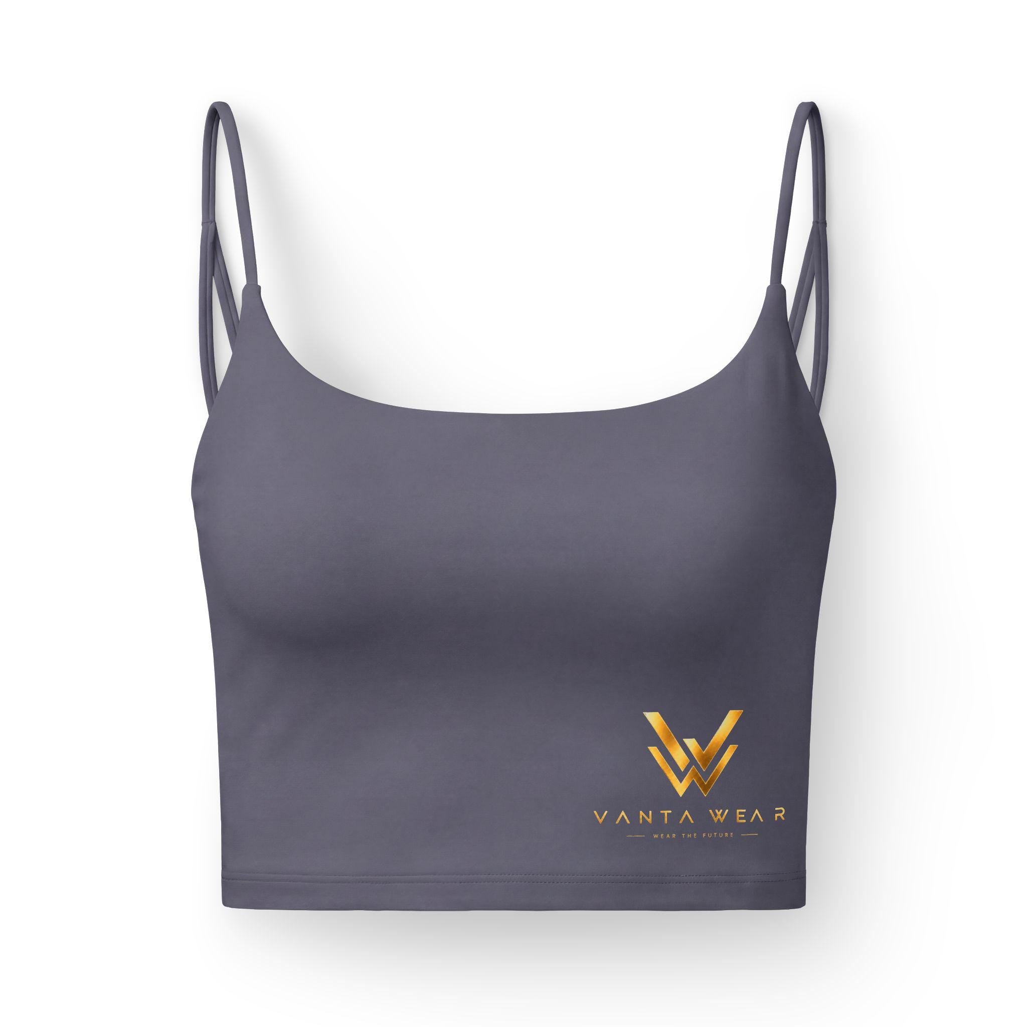 Vanta Wear logo Luxe Bra, cropped strappy sports bra | gray purple